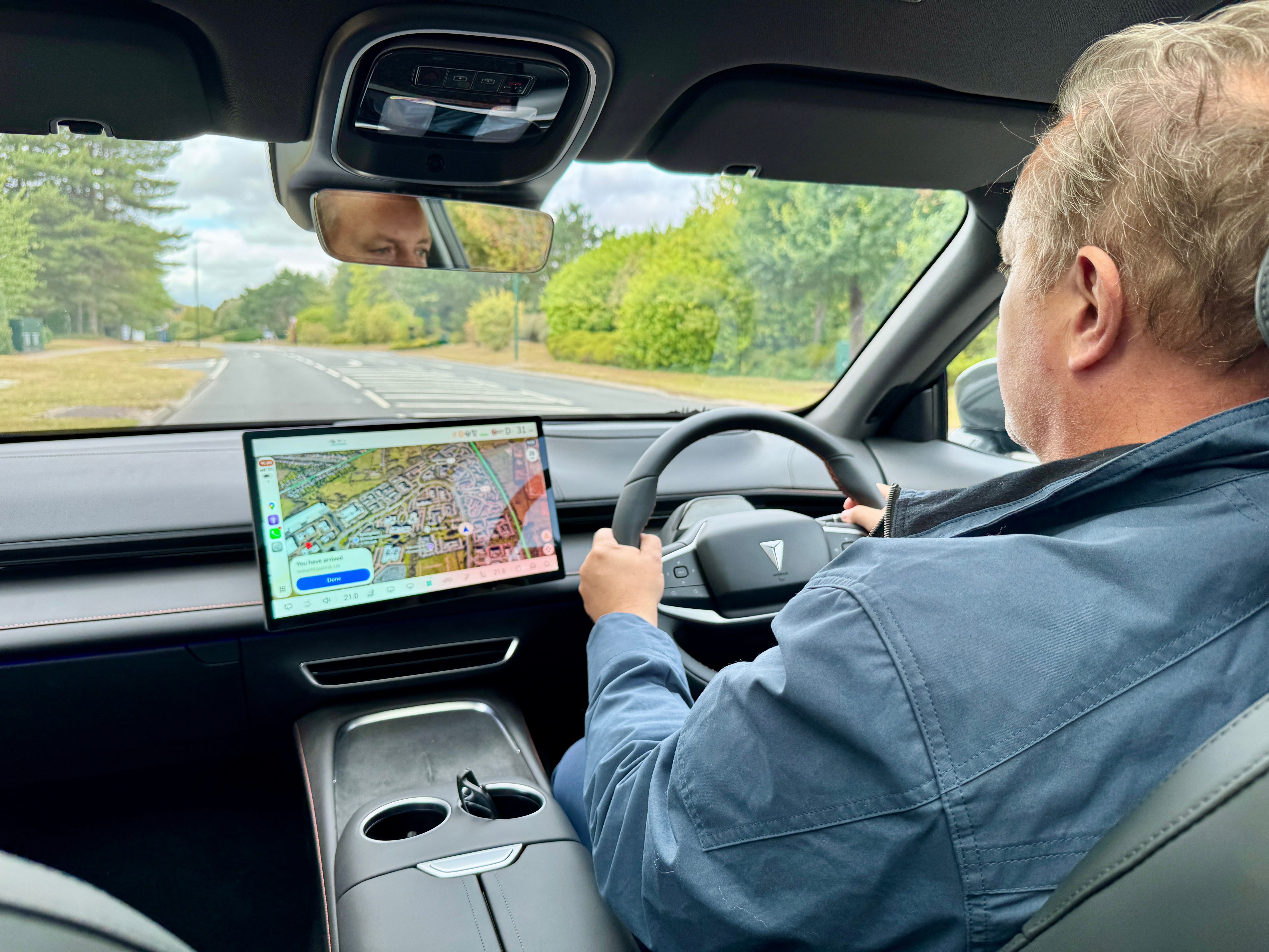 The Changan Deepal S07 interior feels luxurious but minimalist with a screen tilted toward the driver