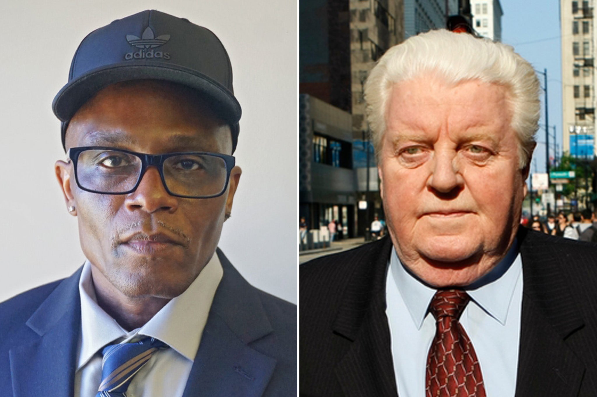 James Gibson (pictured left) served 29 years in prison after being coerced into giving a false confession for a double murder he did not commit. Jon Burge (right), a former Chicago police commander, and a group of detectives that called themselves the “Midnight Crew,” tortured at least 130 Black men and women, abusing many of them to coerce confessions.