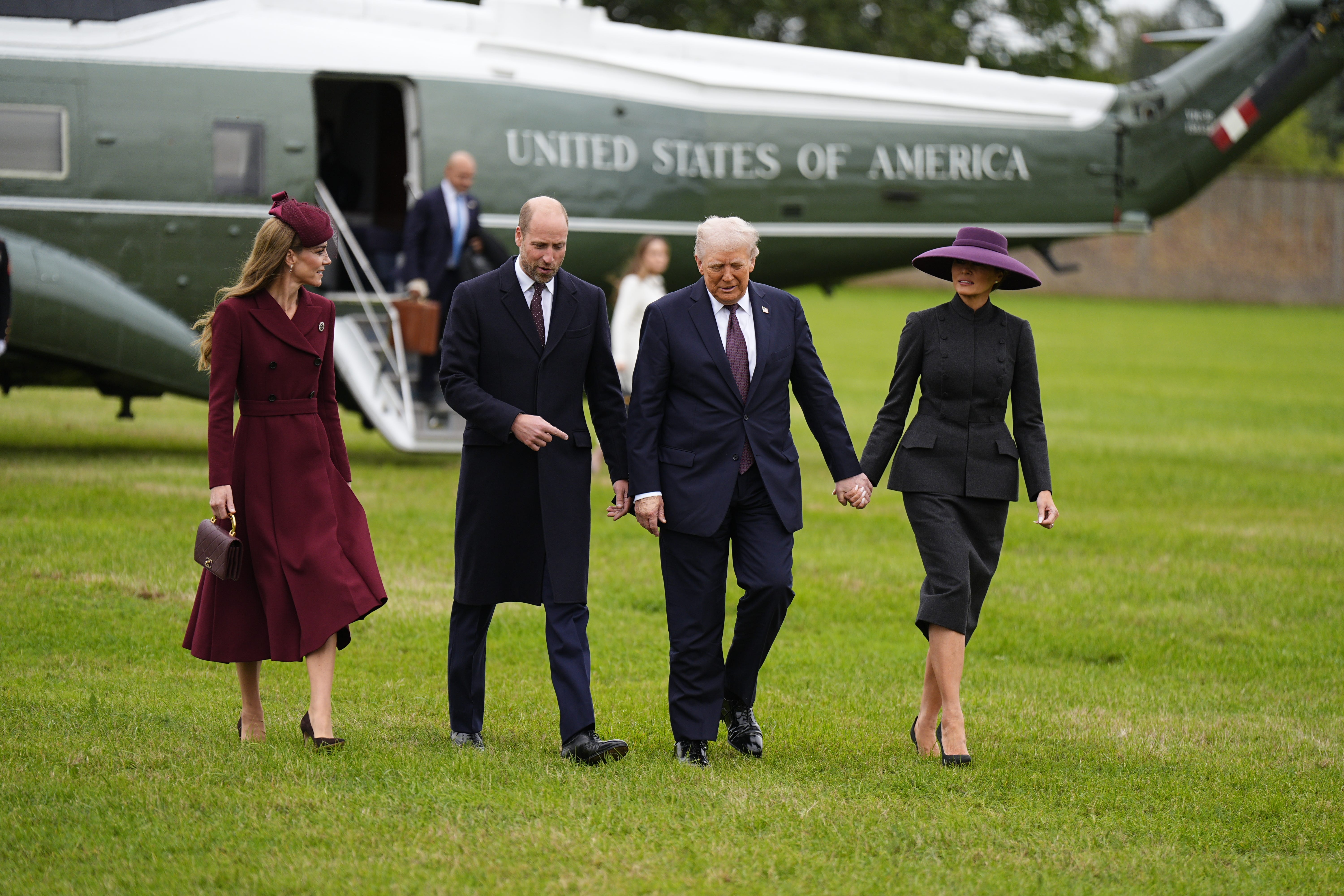 The Prince and Princess of Wales receive US President Donald Trump and First Lady Melania Trump at Windsor Castle (Aaron Chown/PA)