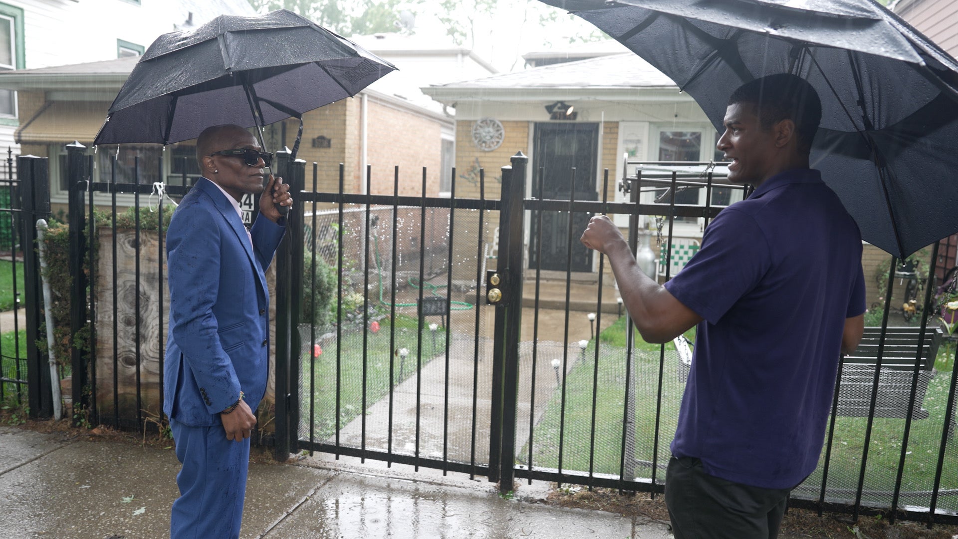 CNN anchor and correspondent Omar Jimenez and James Gibson speak outside of Gibson’s childhood home in the Englewood neighborhood of Chicago.