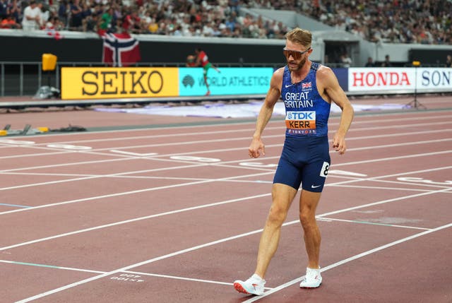 <p>Josh Kerr limped over the finish line after injury forced the Scot to pull up in the 1500m final </p>