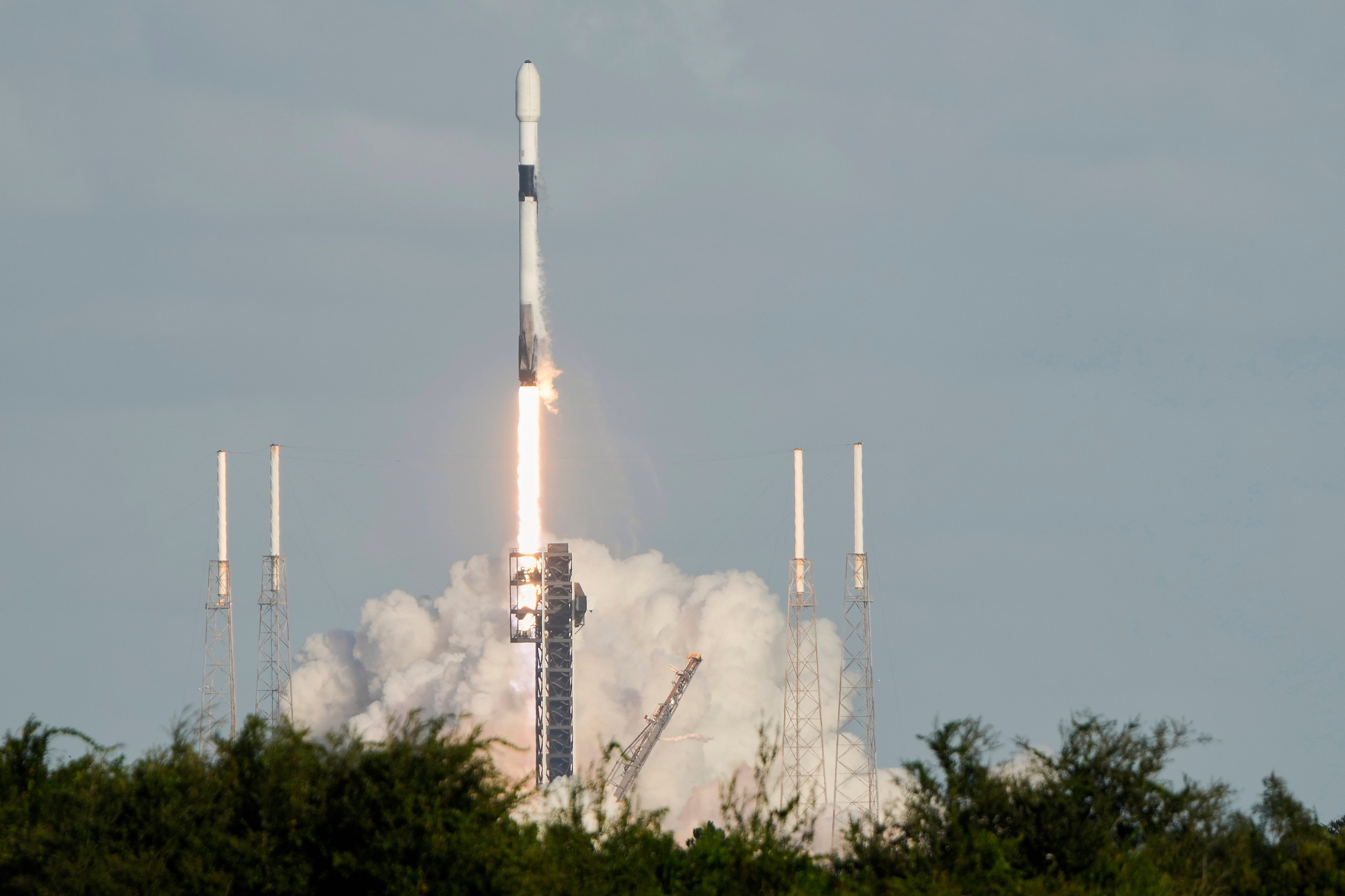 <p>A SpaceX Falcon 9 rocket on a mission to bring supplies to the International Space Station lifts off from complex 40 at the Cape Canaveral Space Force Station in Cape Canaveral, Fla., Sunday, Sept. 14, 2025. SpaceX was cleared by the U.S. Air Force to develop the site’s Space Launch Complex 37 for future Starship operations</p>