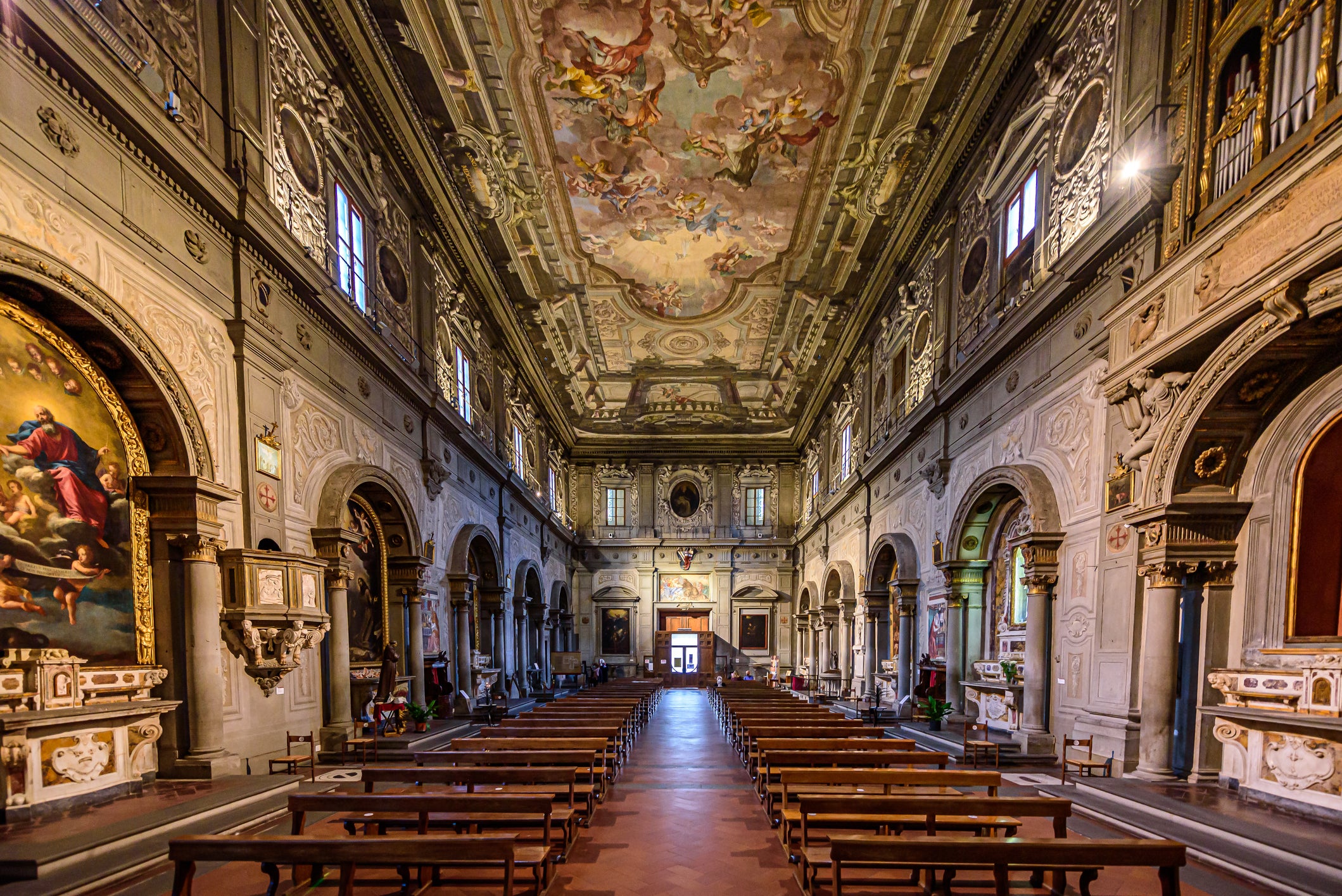 The interior of the Chiesa di San Salvatore in Ognissanti in Florence houses an impressive collection