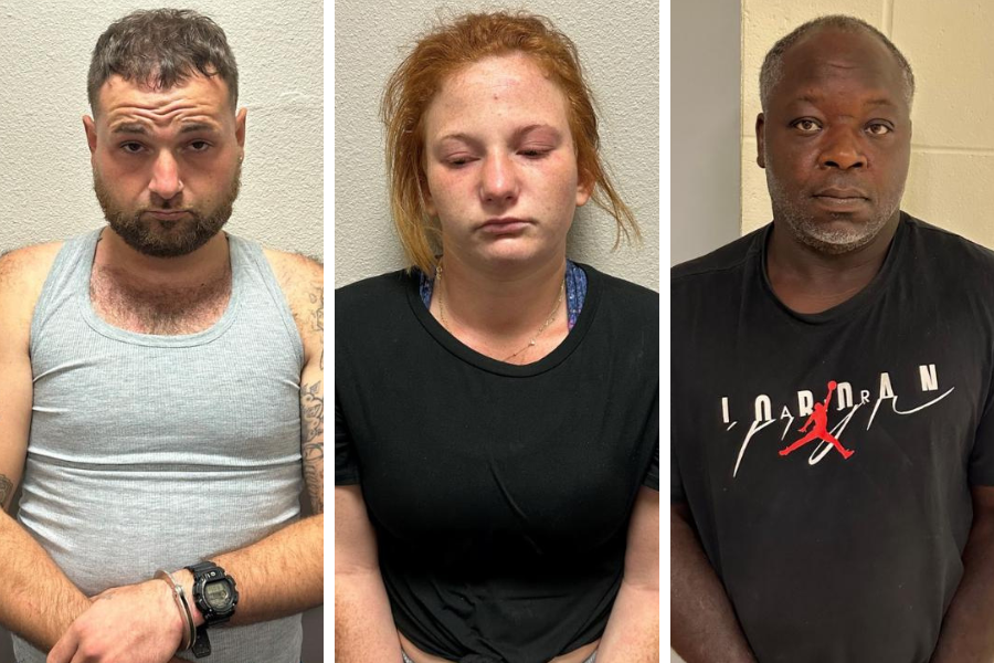 (Left to right) Steve Coronado, Alma Fontenot, and Bruce Shelvin have all been charged after allegedly cutting a stolen historical silver statue of Abraham Lincoln