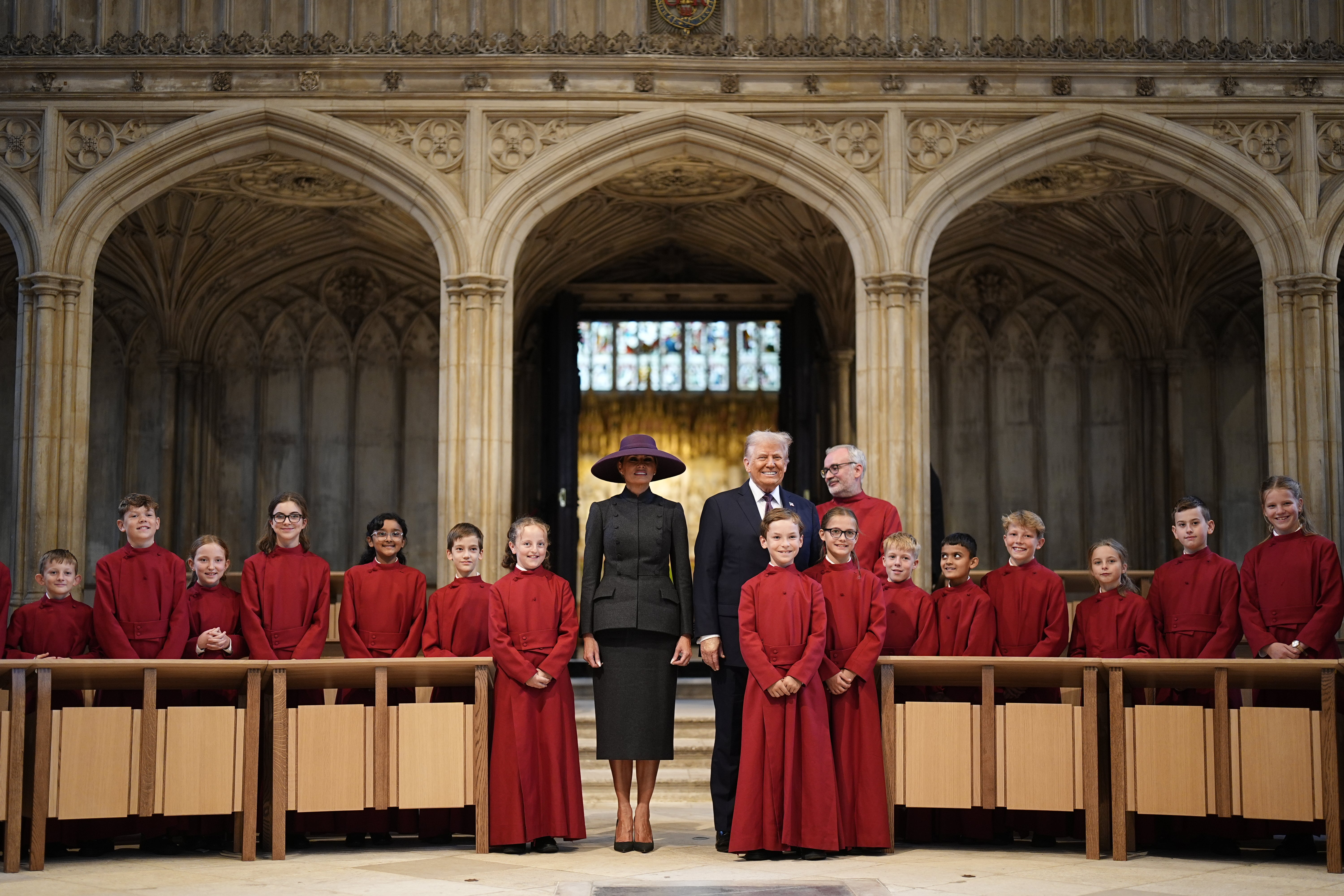 Donald and Melania Trump watched a performance by the chapel’s choir and then met the young singers