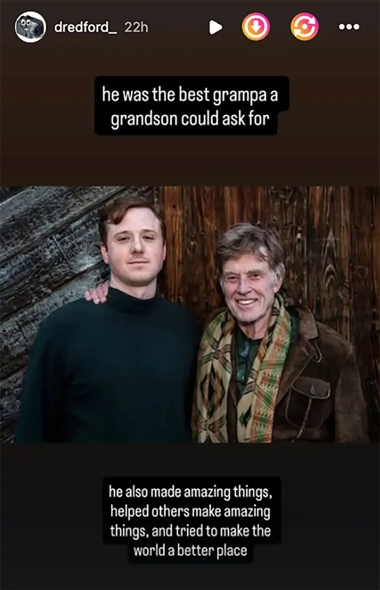Robert Redford's grandson, Dylan, honored him on Instagram after his death