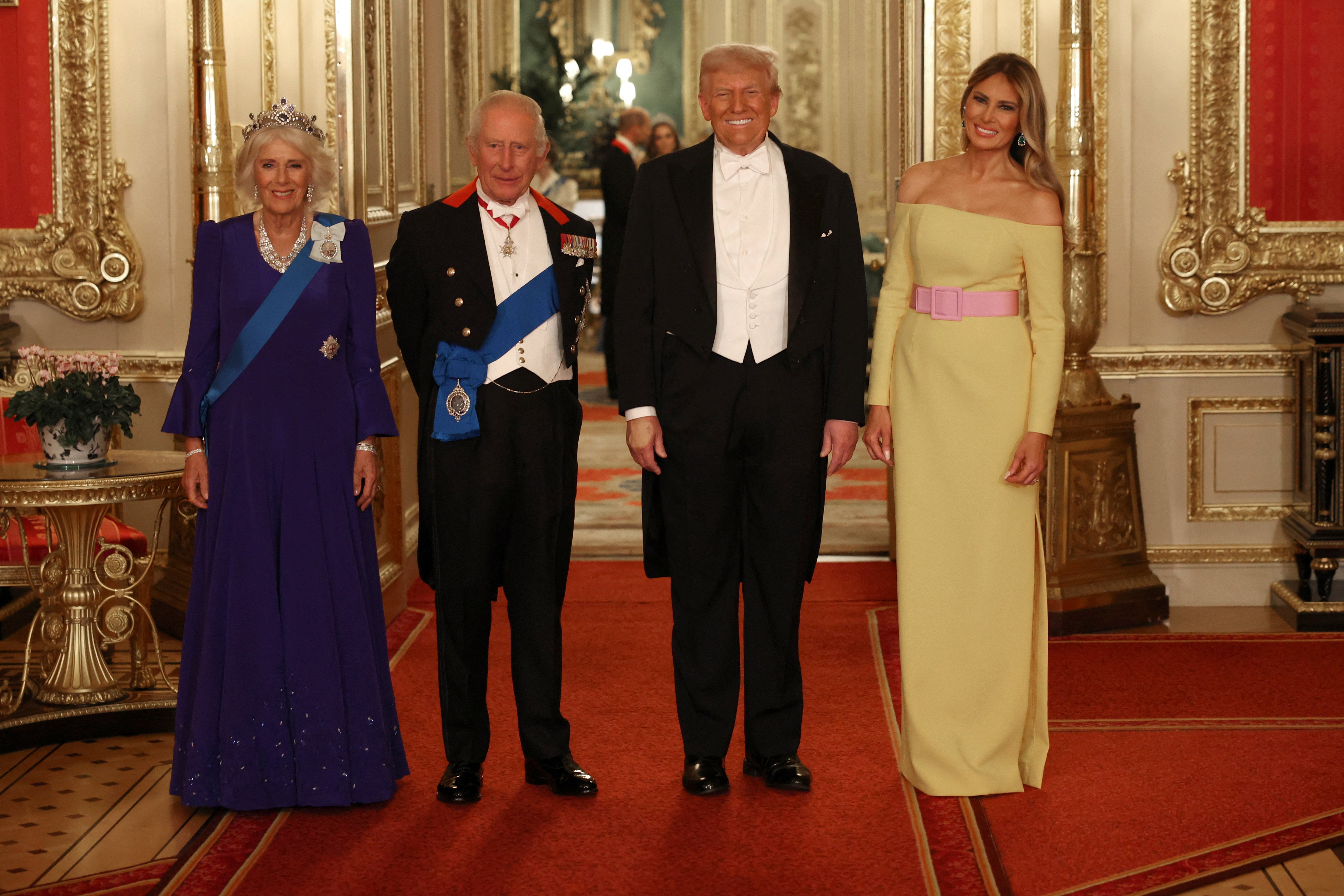The Queen, King, Donald and Melania Trump enjoyed a glittering banquet