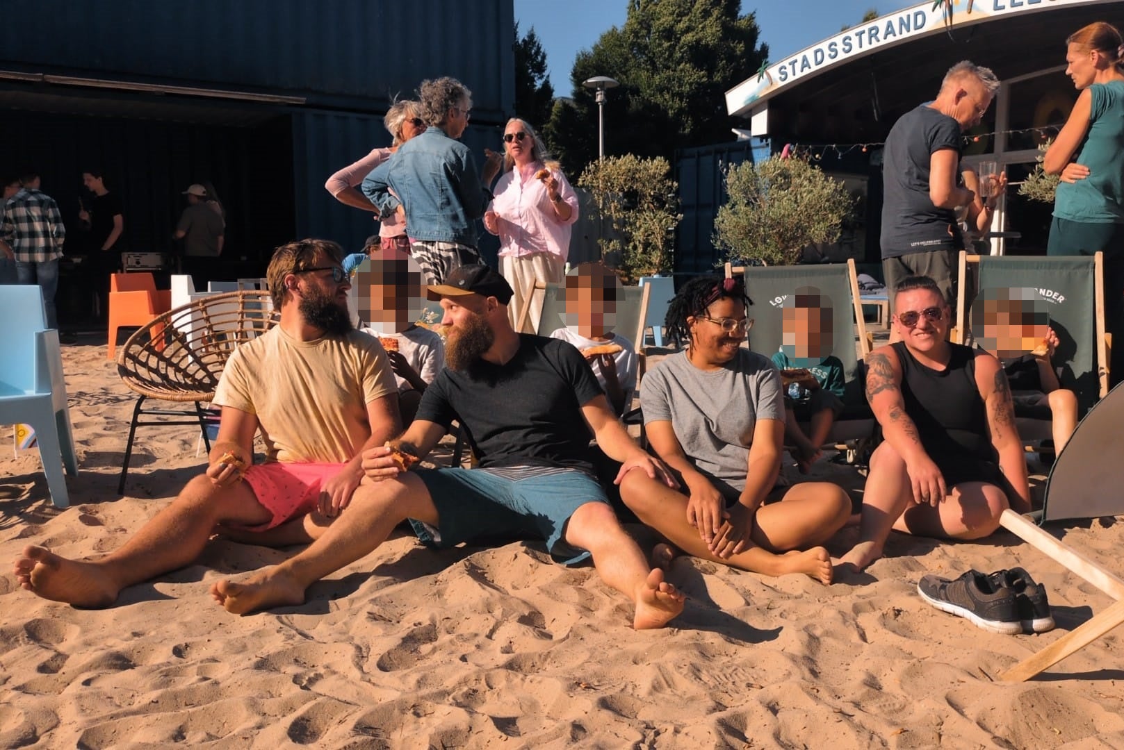 Jey Poston, right, at the Leeuwarden family Pride event in the Netherlands this July. Poston flew from Atlanta, Georgia to Amsterdam in January, carrying 35lb of printed evidence that he felt proved that the U.S. was no longer safe for him