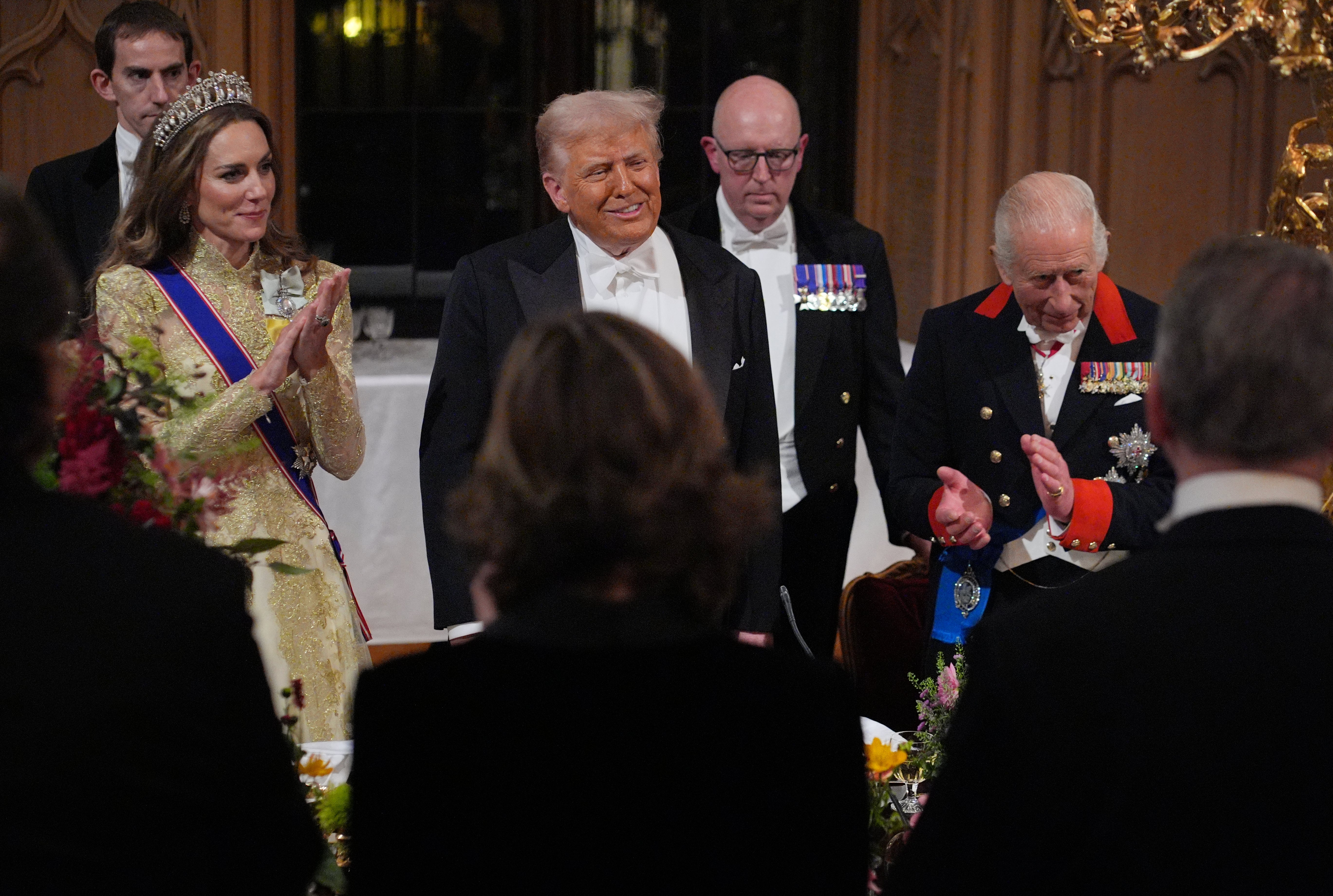 The Princess of Wales and the King applaud Mr Trump after his speech