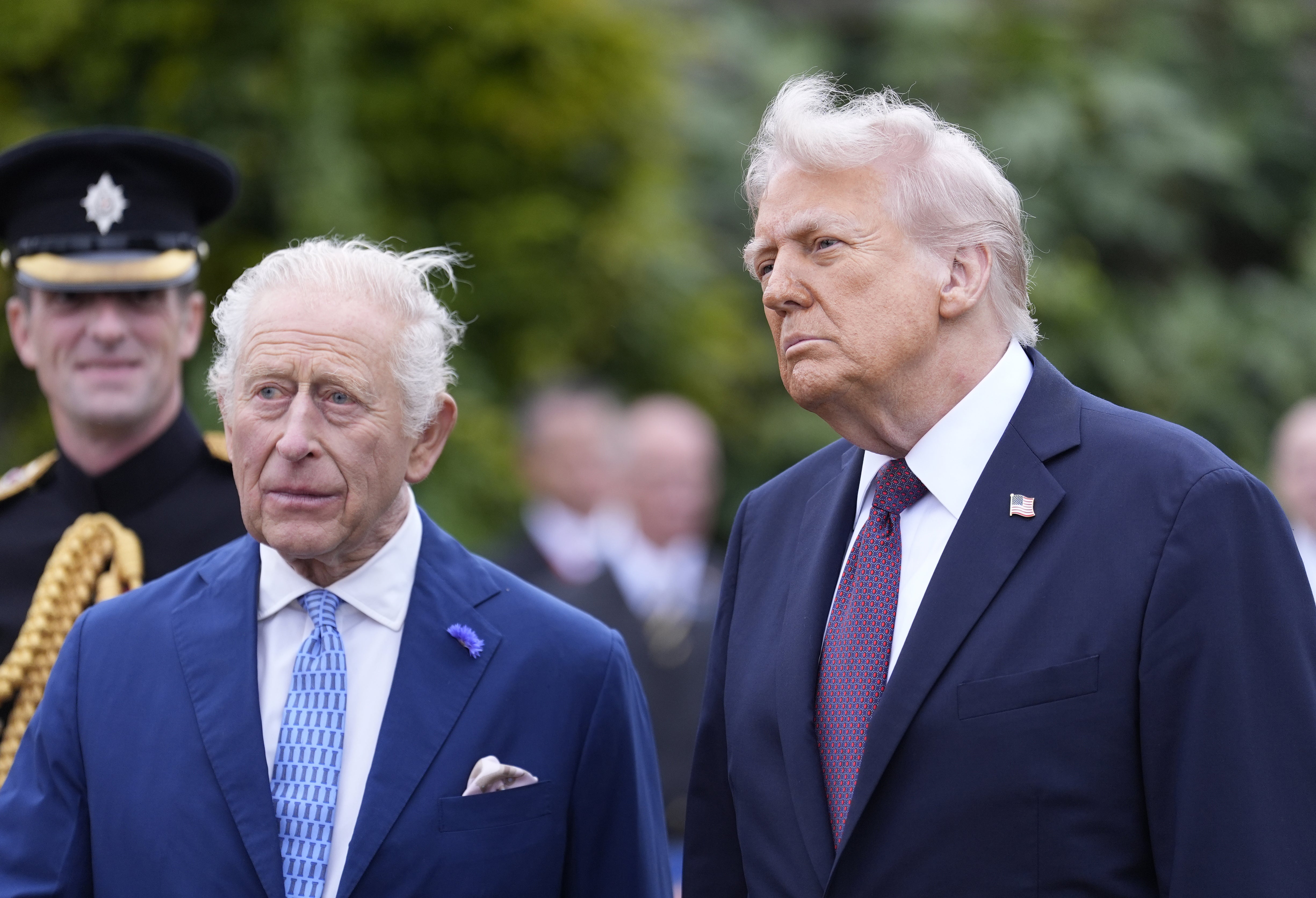 Charles with President Donald Trump following a Beating Retreat military ceremony at Windsor Castle earlier on Wednesday (Andrew Matthews/PA)