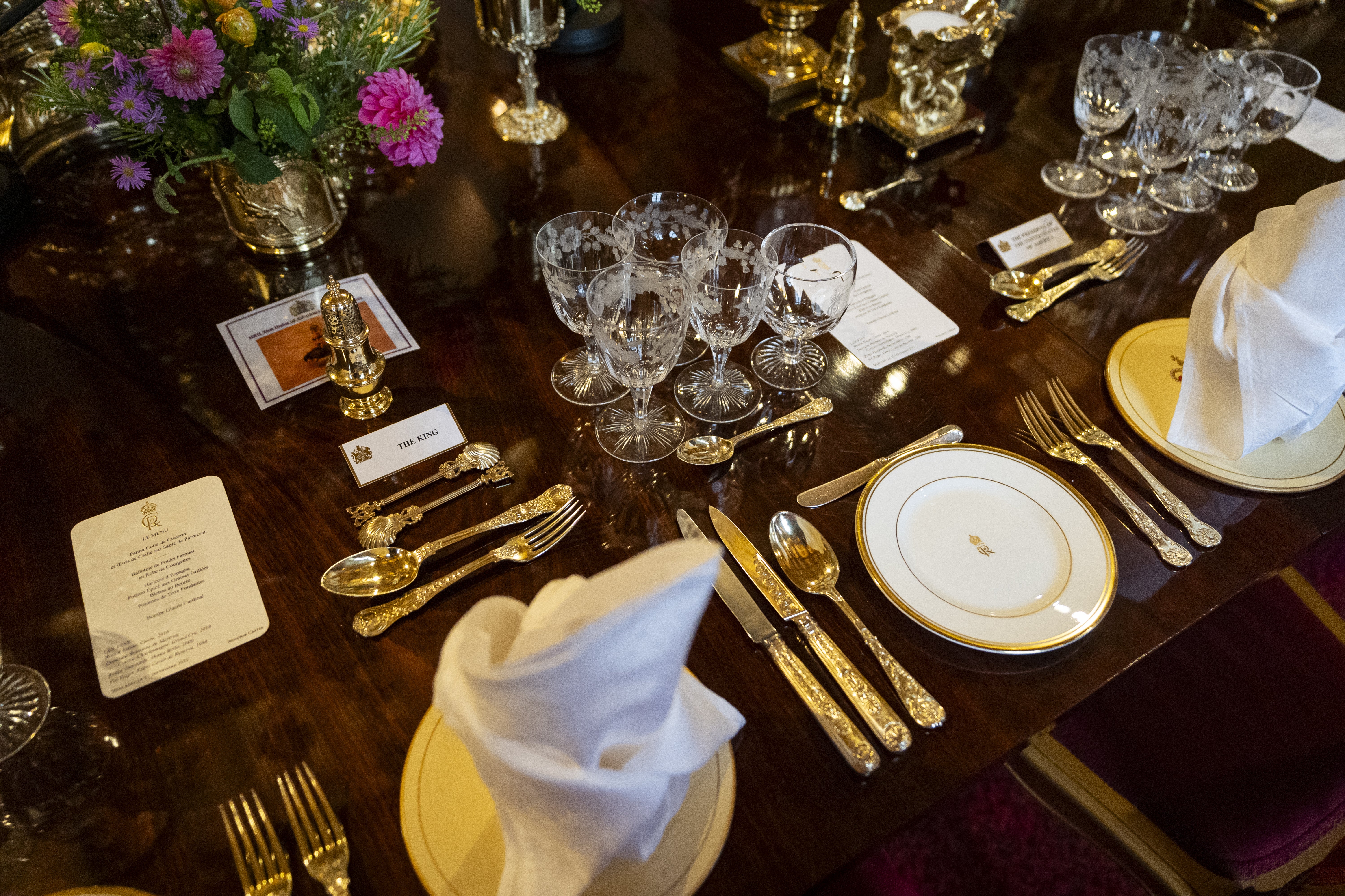 Place settings at the banquet table (Aaron Chown/PA)