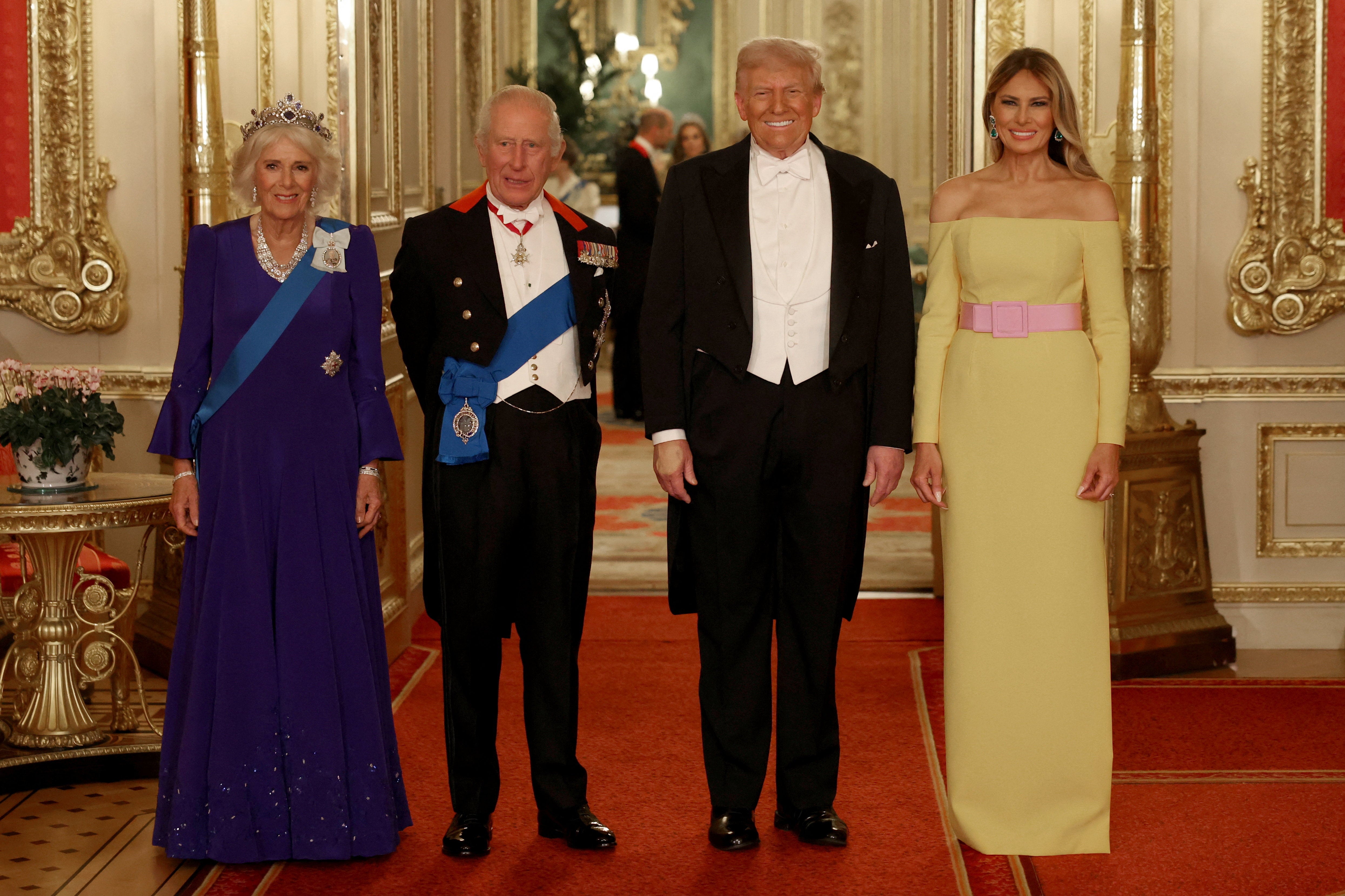 Charles and Camilla with Donald and Melania Trump at the state banquet (Phil Noble/PA)