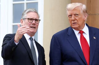 President Donald Trump meets with British prime minister Keir Starmer at Trump Turnberry golf course in Turnberry, Scotland, Britain