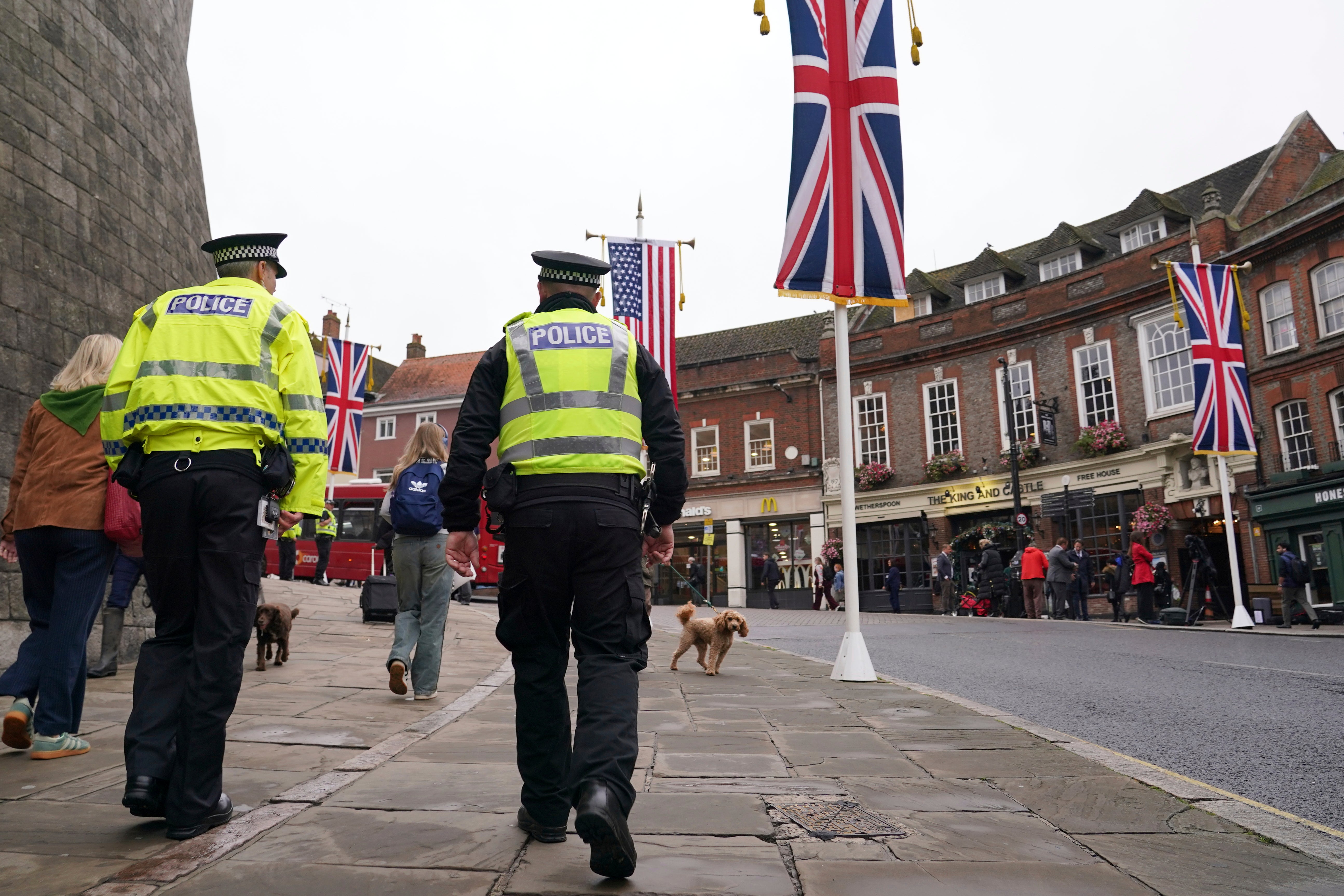 There is a heavy police presence in Windsor ahead of the US president’s state visit