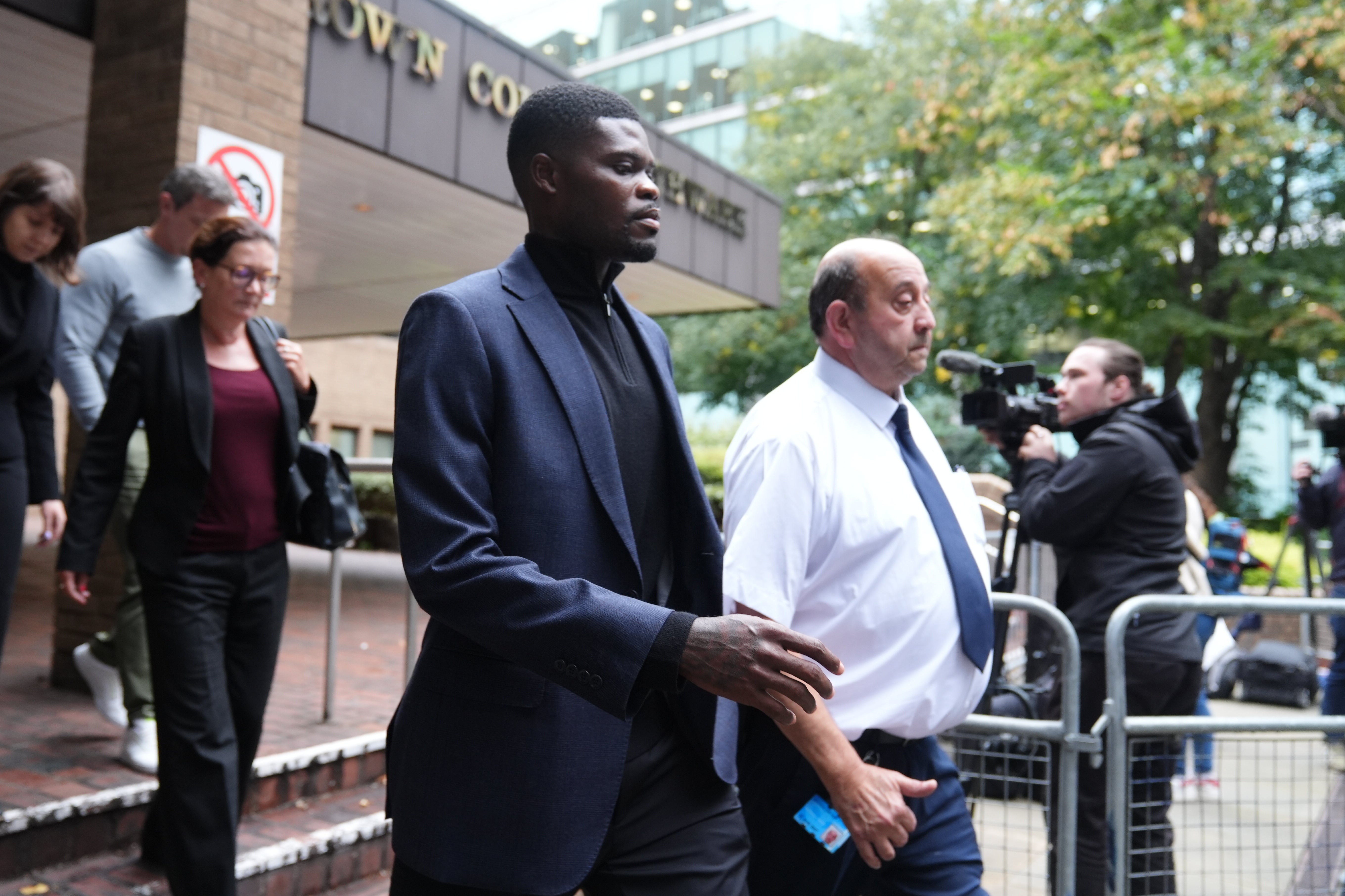 Former Arsenal footballer Thomas Partey leaving Southwark Crown Court in London, where he has been charged with five counts of rape against two women, as well as a charge of sexual assault against a third woman