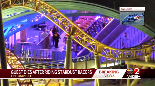 A park visitor was found dead on a roller coaster at Orlando’s Universal Epic Universe theme park sparking a police investigation.