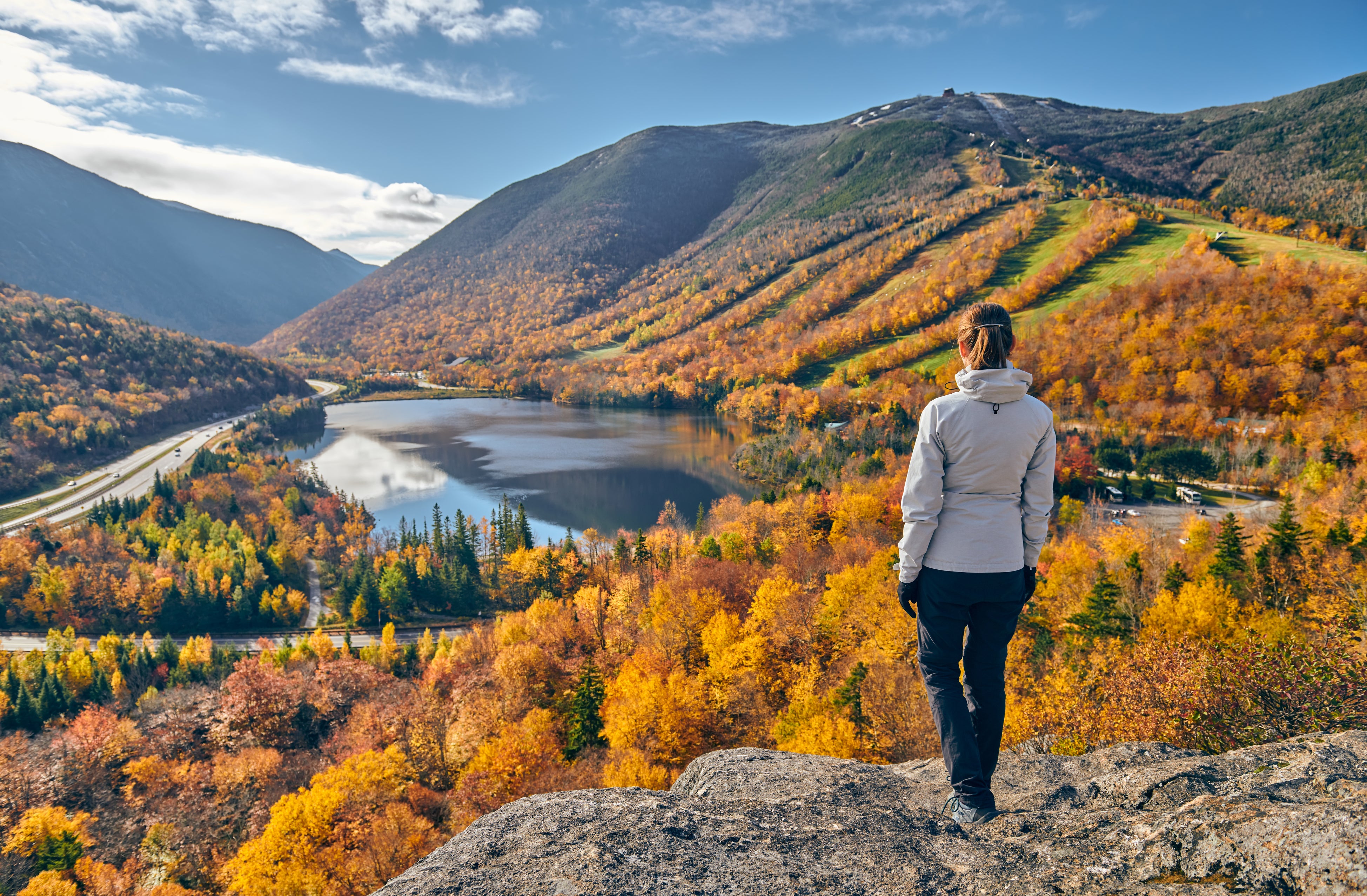 New England is a mecca for leaf peeping. Above is Echo Lake in New Hampshire