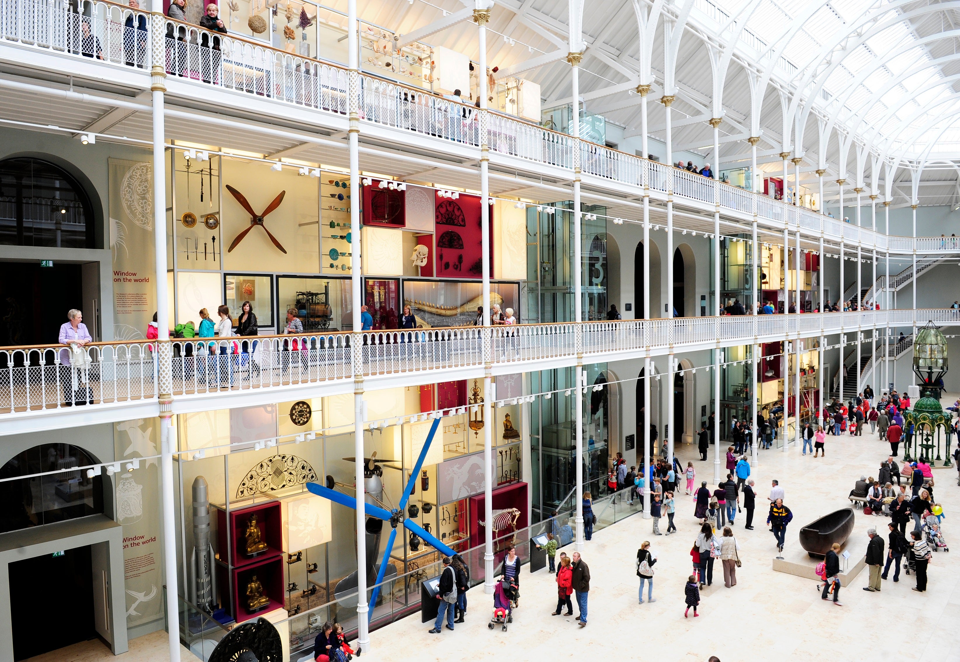 The three-storied atrium at Scotland’s National Museum delves into to natural history, fashion and Scottish events of the past