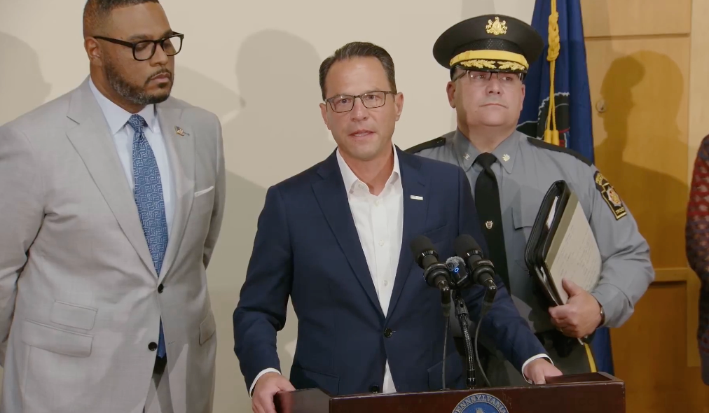 Democratic Gov. Josh Shapiro led tributes to the officers as he condemned the violence at a news conference after meeting the families of the casualties
