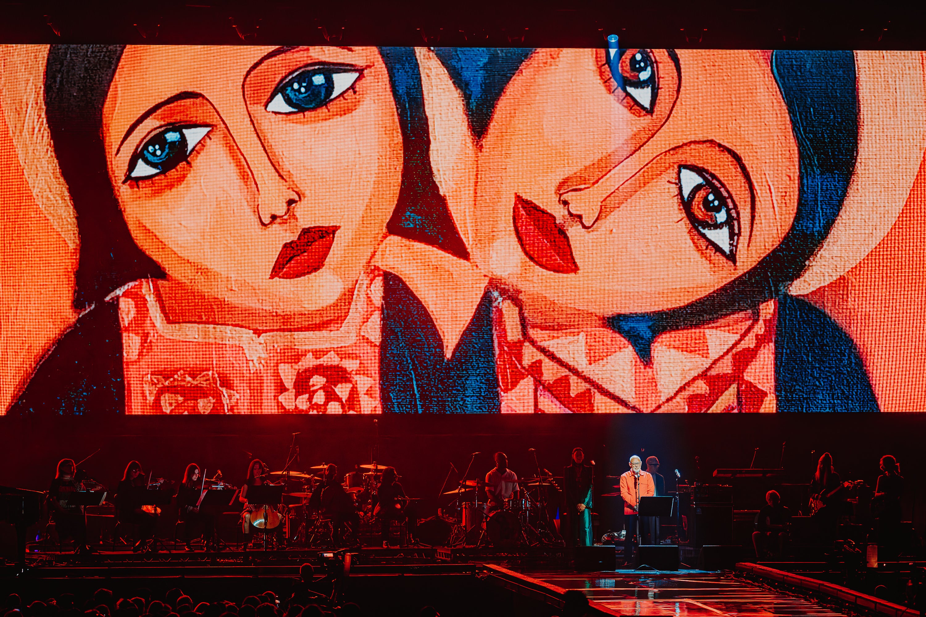 Brian Eno performs at the Together for Palestine concert in London’s OVO Arena Wembley