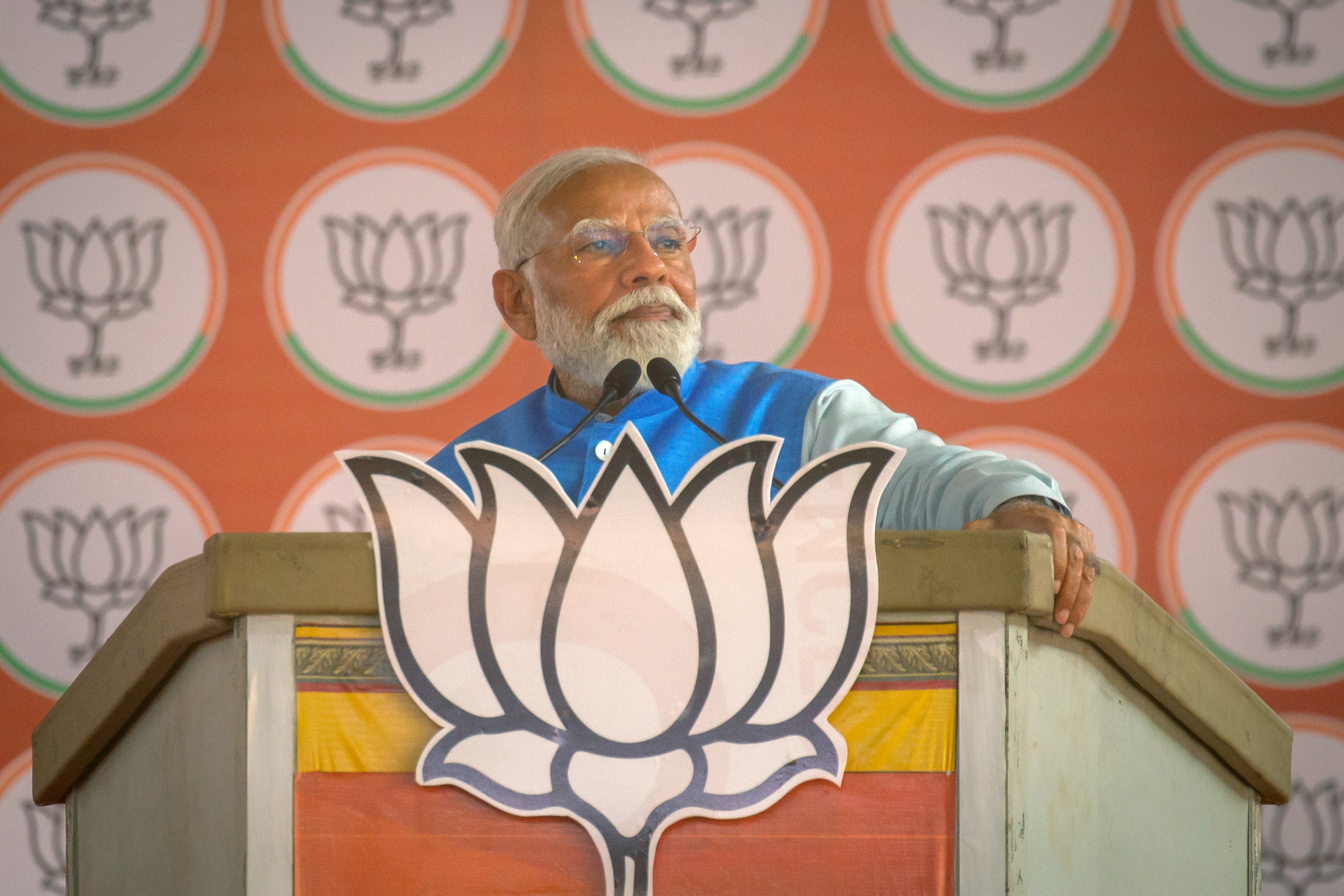 File: Prime Minister Narendra Modi gestures as he addresses an election campaign rally in India