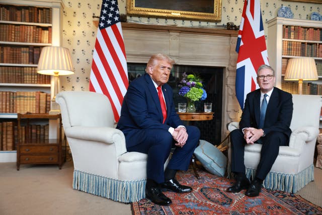 <p>Keir Starmer and Donald Trump during a bilateral meeting at Chequers</p>