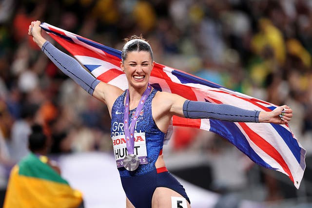 <p>‘I just beat some amazing girls and I can’t believe it’: Amy Hunt crossed the line in 22.14 seconds and claimed the silver medal</p>