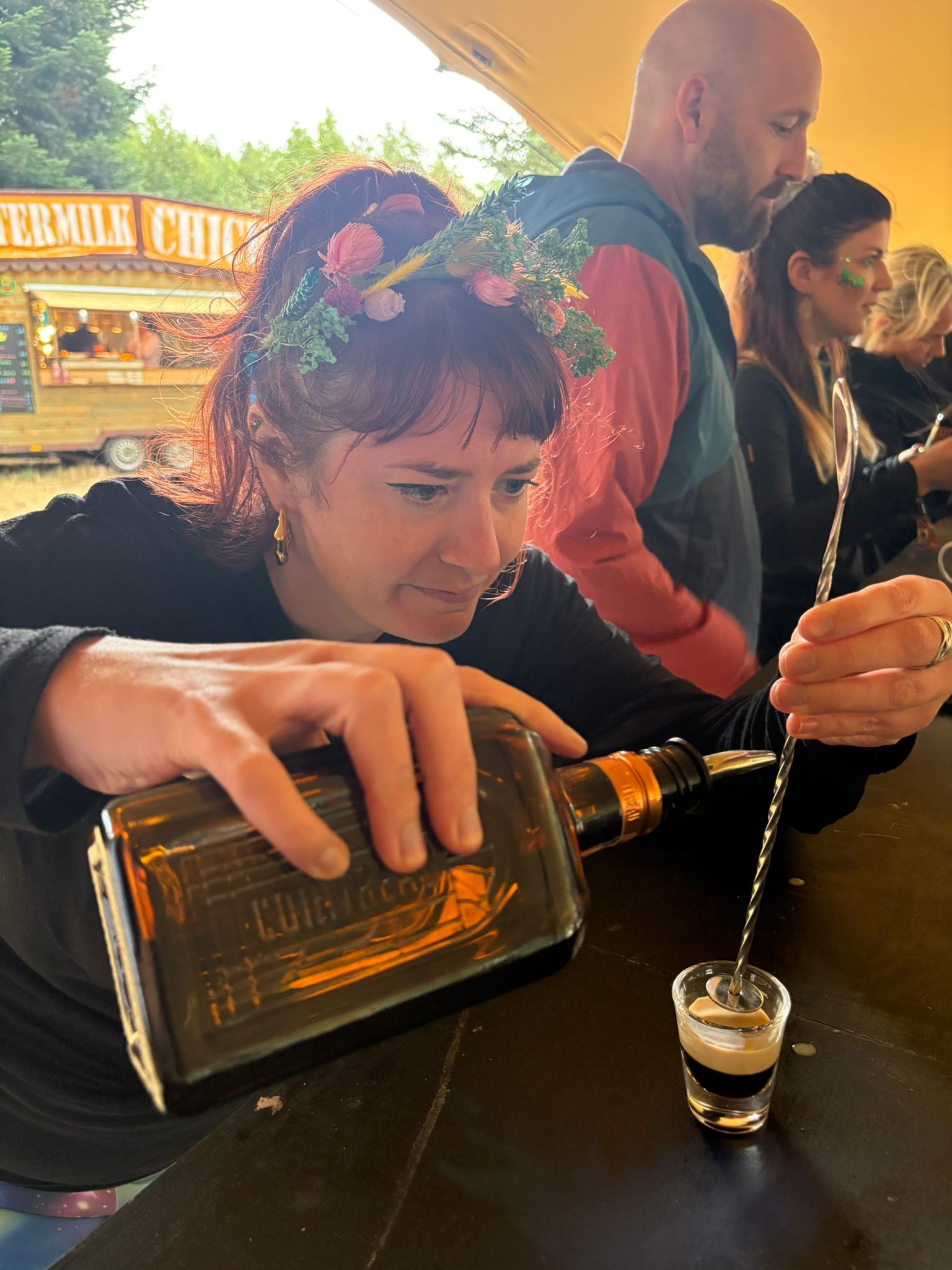 Afternoon cocktail making calls for concentration