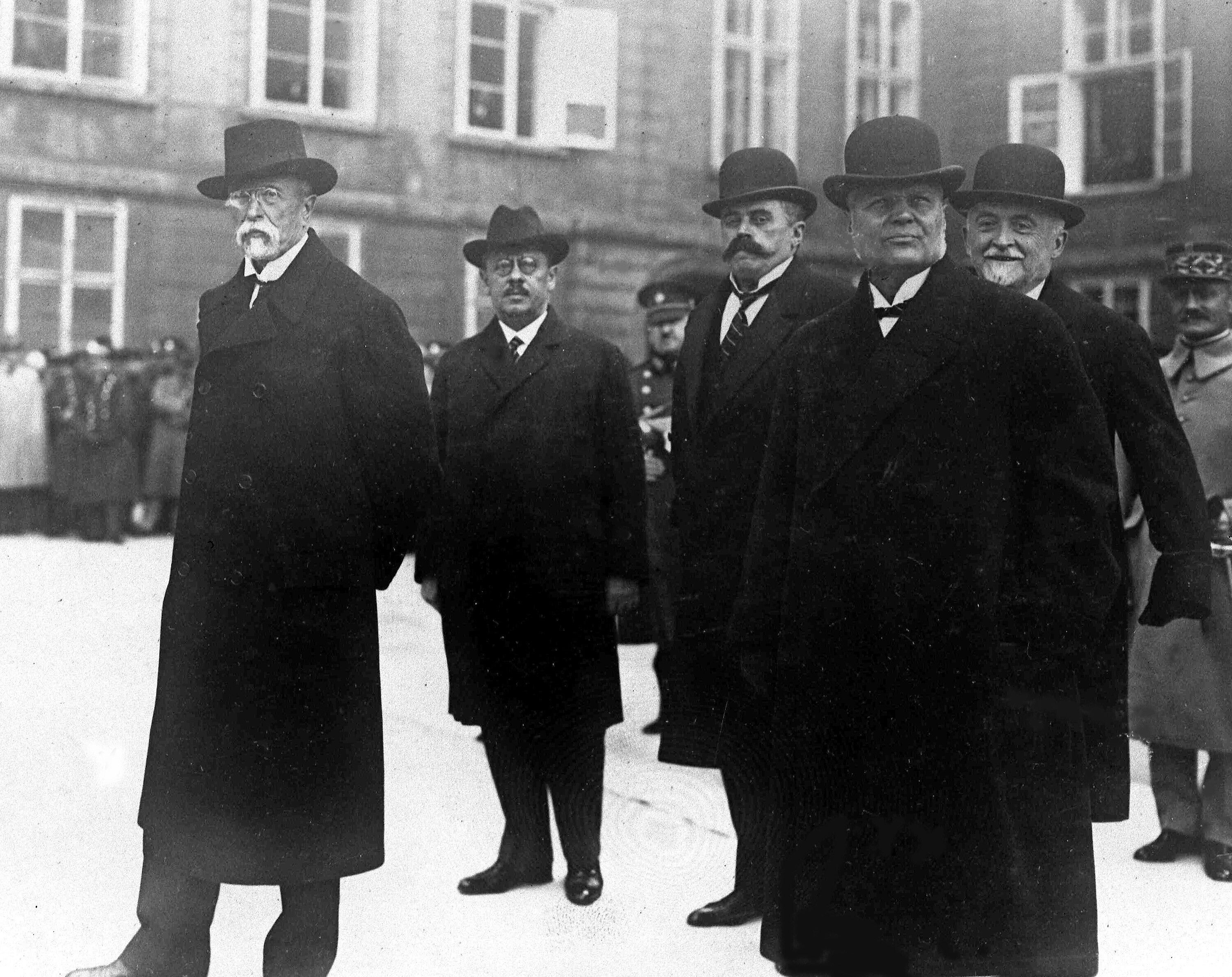 President of Czechoslovakia Tomas Masaryk, left, and Prime Minister Antonin Svehla, right, in Prague, Nov. 1927. (AP Photo, File)