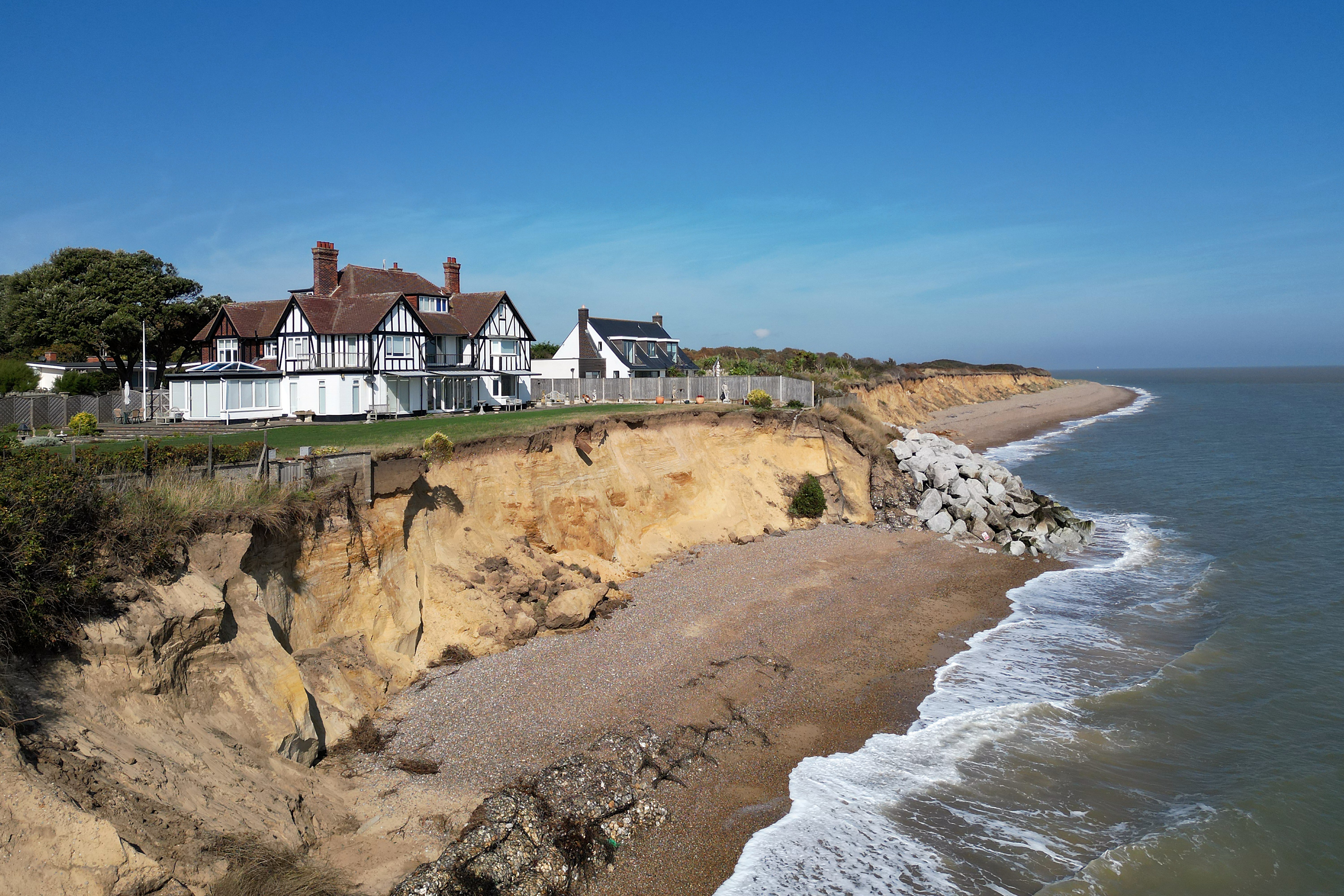 The home of Jean Flick, 88, in Thorpeness, Suffolk, which is at risk of falling into the sea following coastal erosion (Joe Giddens/PA)