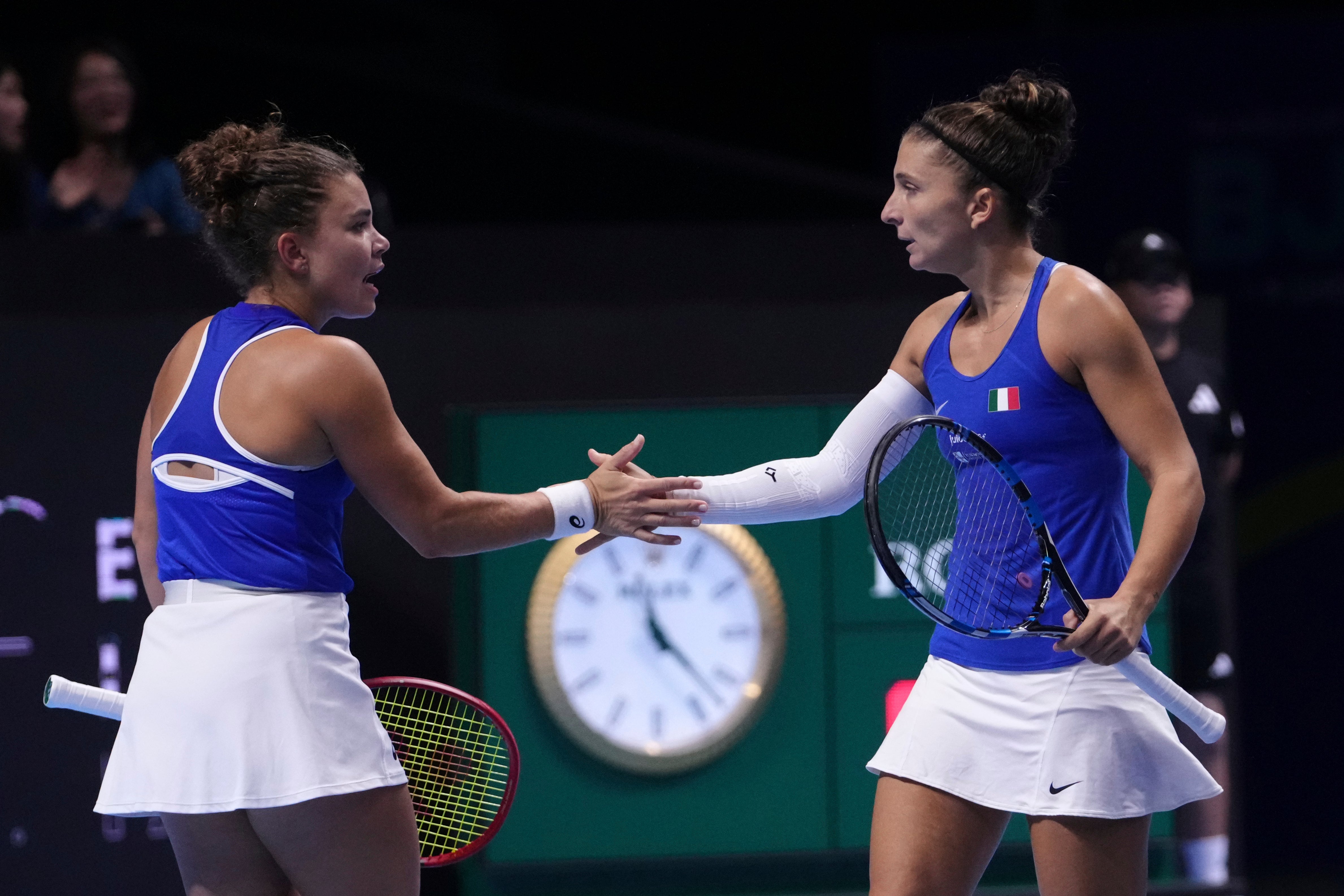 Jasmine Paolini and Sara Errani hit back to win in Shenzhen (Andy Wong/AP)