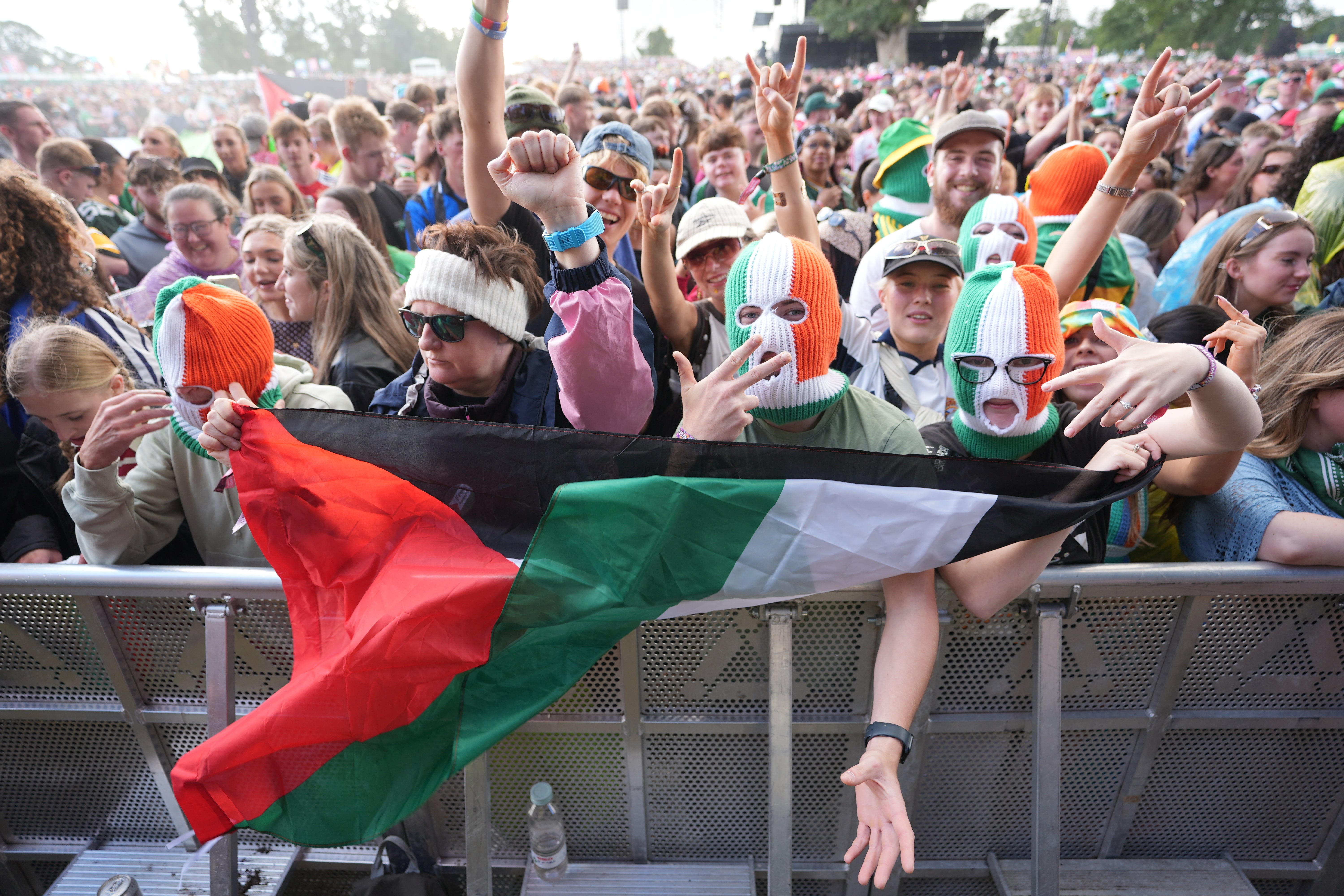 Crowds watch Kneecap Perform at the Electric Picnic festival at Stradbally in Co Laois (Niall Carson/PA)
