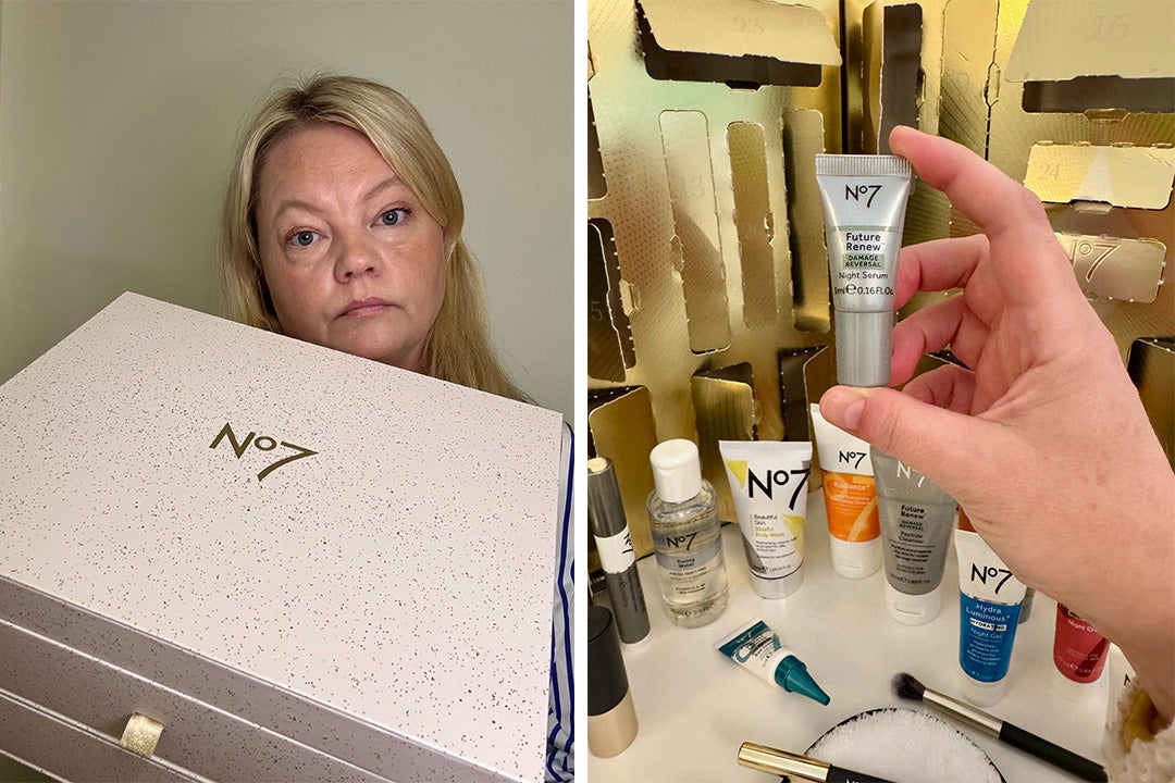 I tested No7’s ‘the ultimate’ beauty advent calendar (left) as well as the brand’s more budget-friendly option (right)