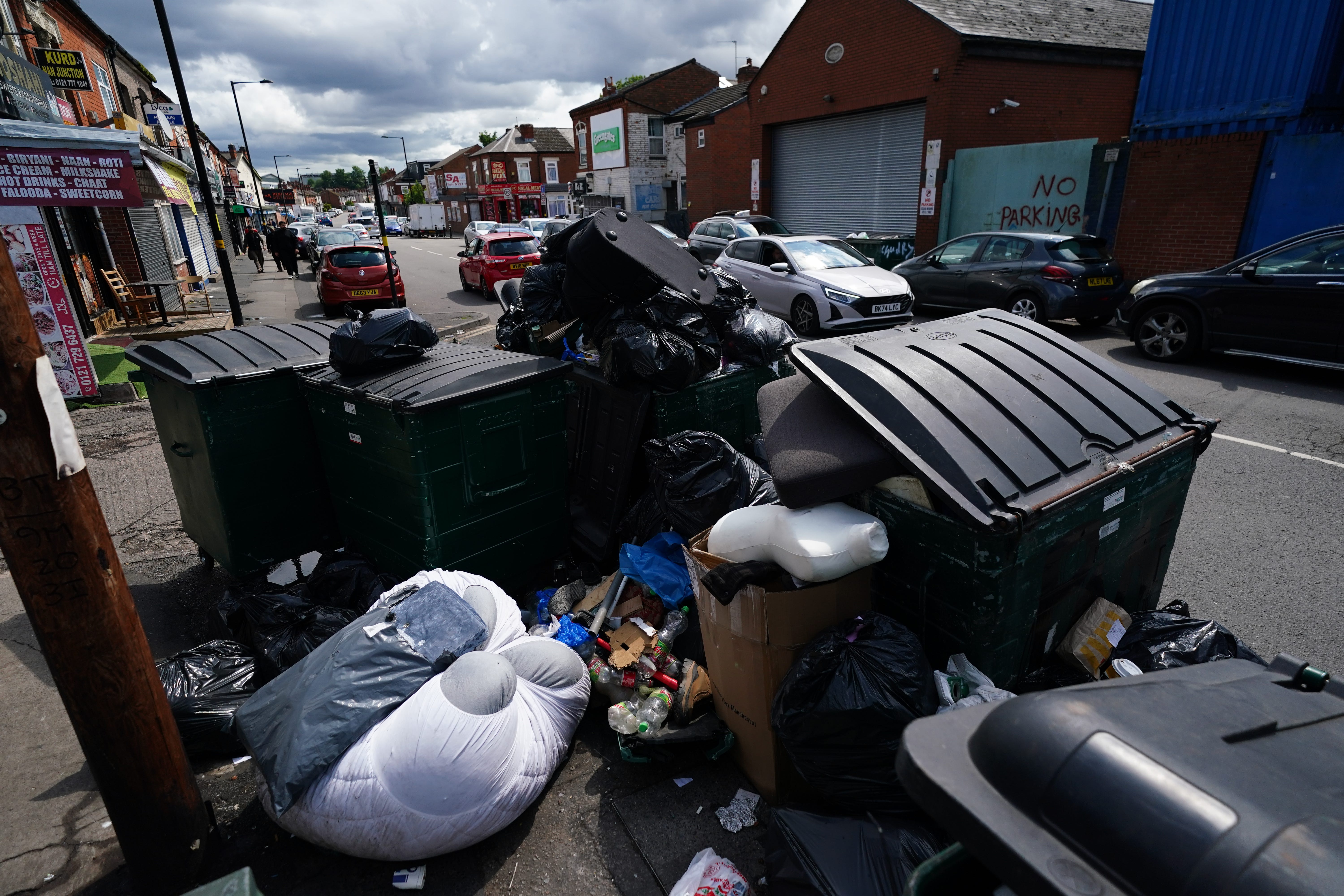 Piles of uncollected rubbish in Sparkhill, Birmingham (Jacob King/PA)