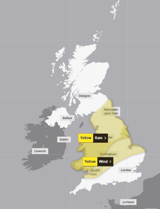Wind and rain warnings in place for Saturday