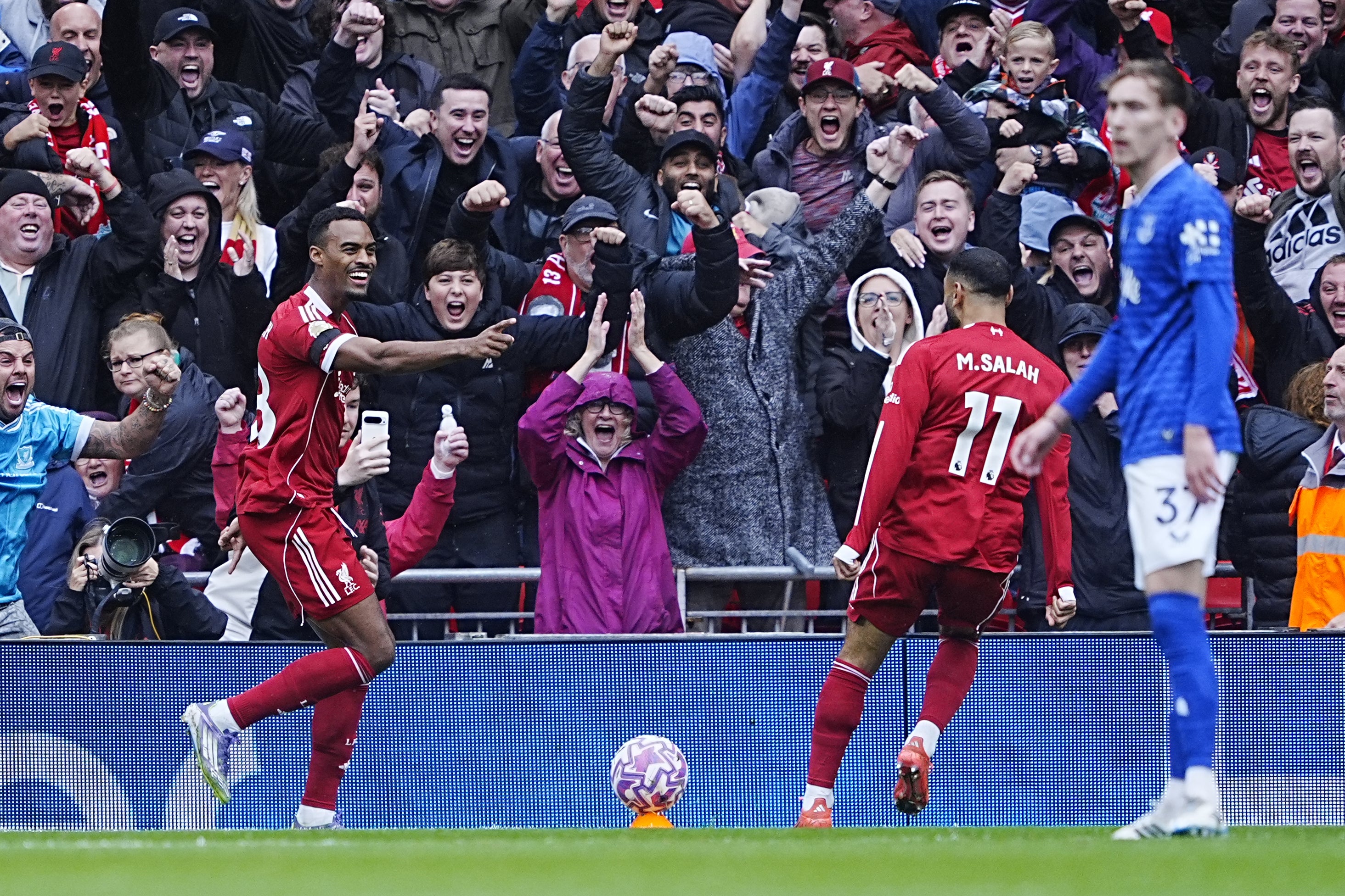 Liverpool owed their derby win to Ryan Gravenberch (left)