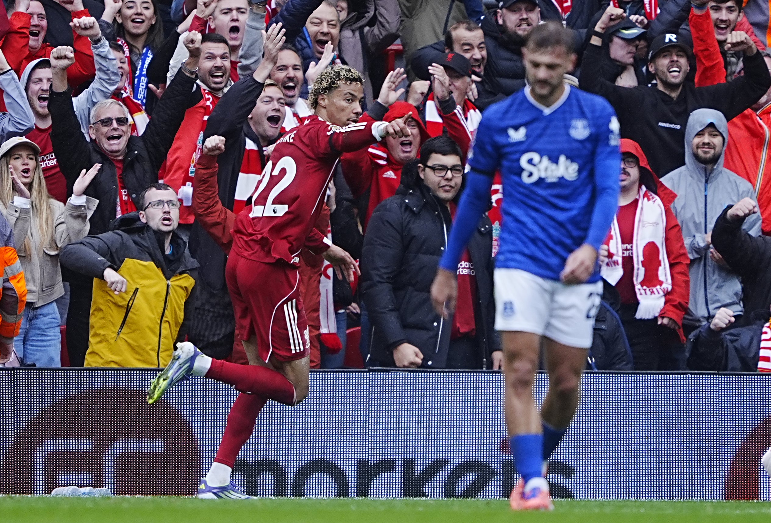 Hugo Ekitike doubled LIverpool’s lead (Peter Byrne/PA)