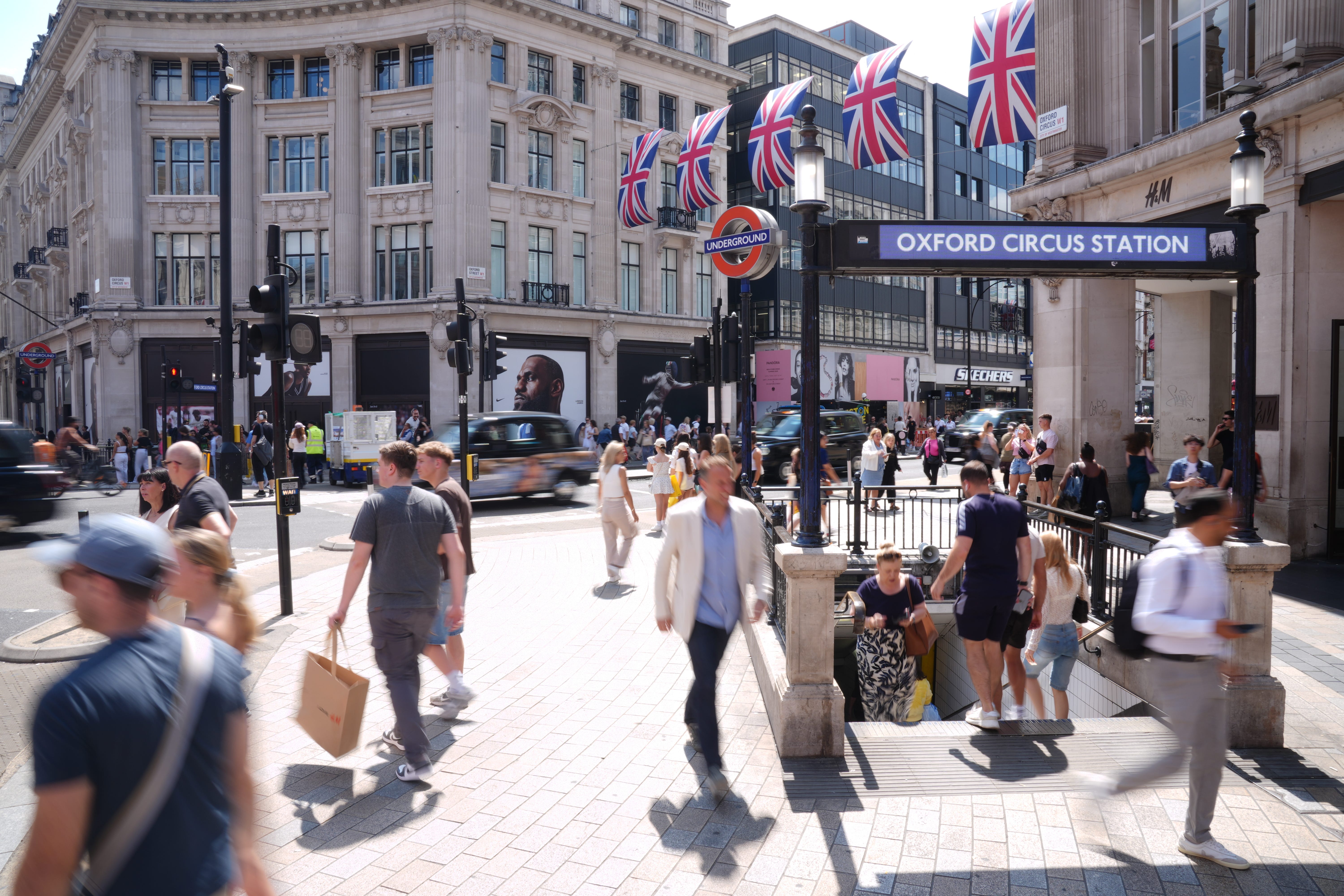 Oxford Street in central London is one of the world’s busiest shopping areas (Jonathan Brady/PA)