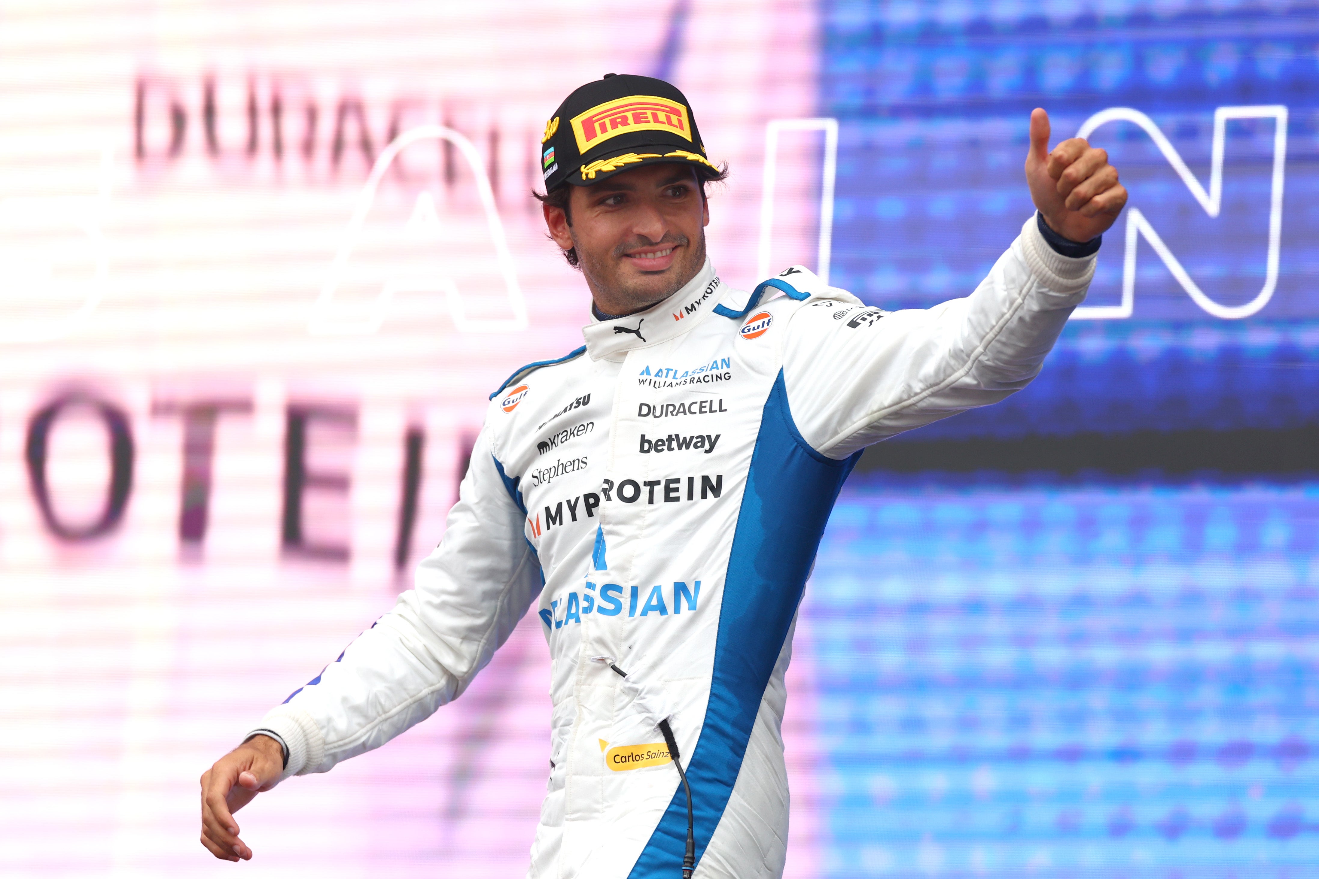 Carlos Sainz claimed his first podium for Williams