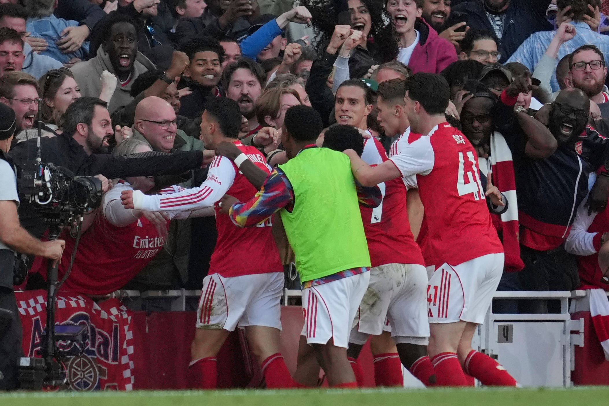 Arsenal’s stoppage-time equaliser denied Manchester City victory (Kin Cheung/AP)