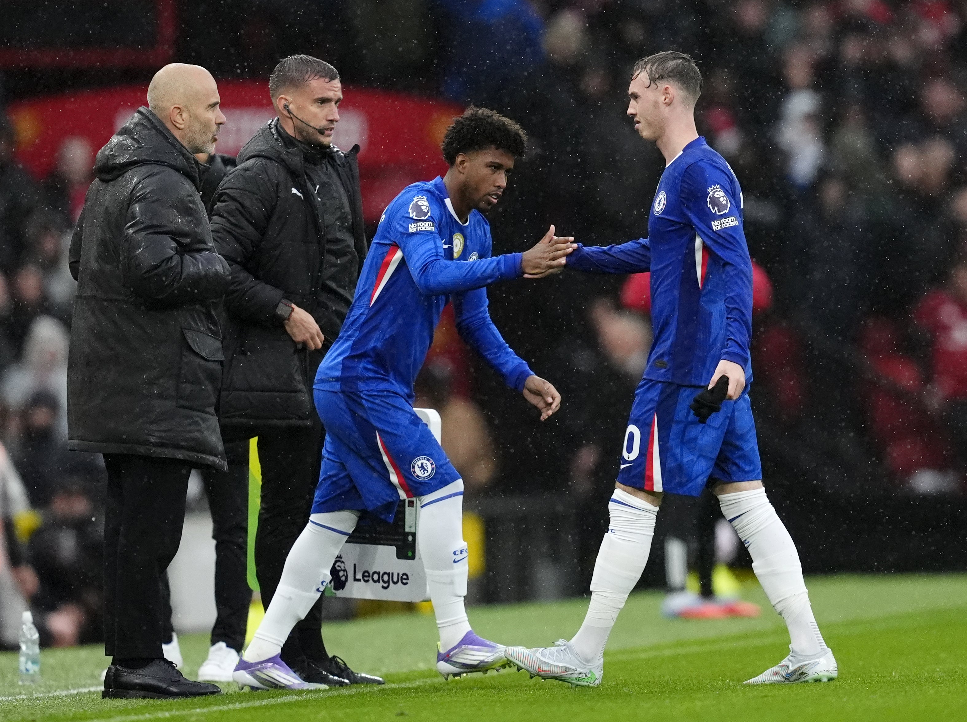 Palmer, right, was substituted off in the 21st minute at Old Trafford