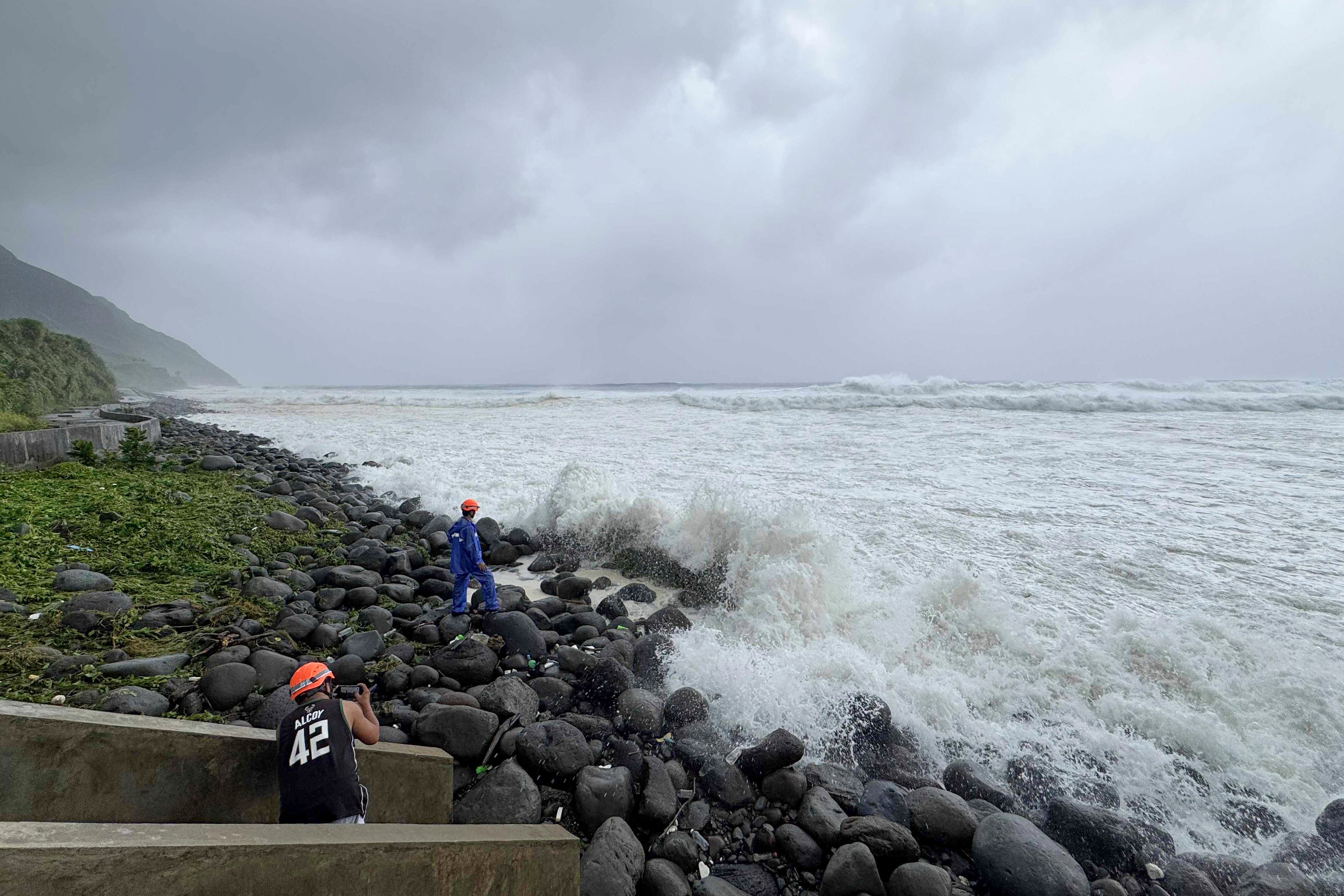 Strong waves batter northern Philippines as Typhoon Ragasa affects the area