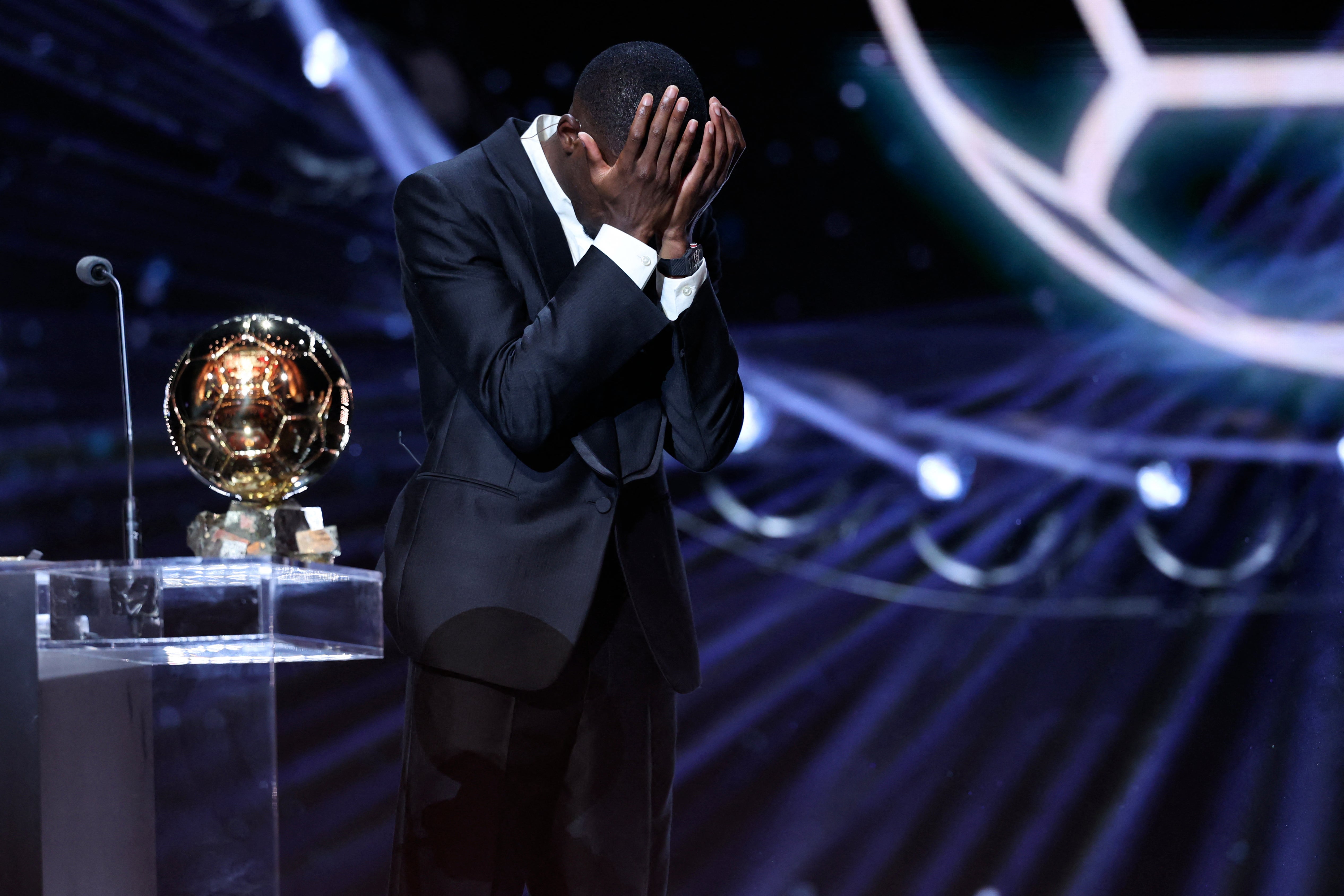 Emotional Ousmane Dembele breaks into tears thanking mum after winning Ballon d’Or