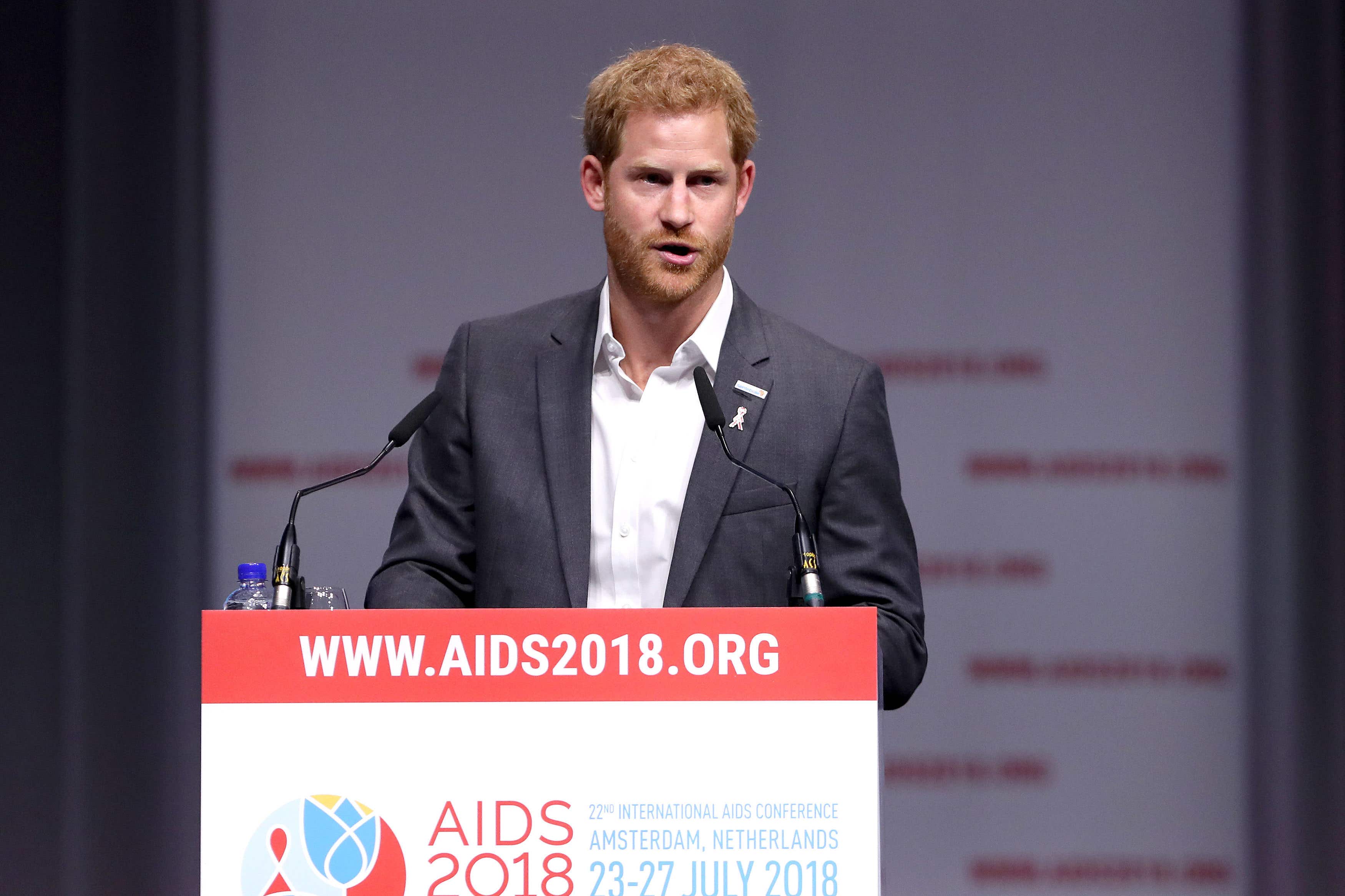 The Duke of Sussex speaks during the Aids 2018 summit in Amsterdam (Gareth Fuller/PA)