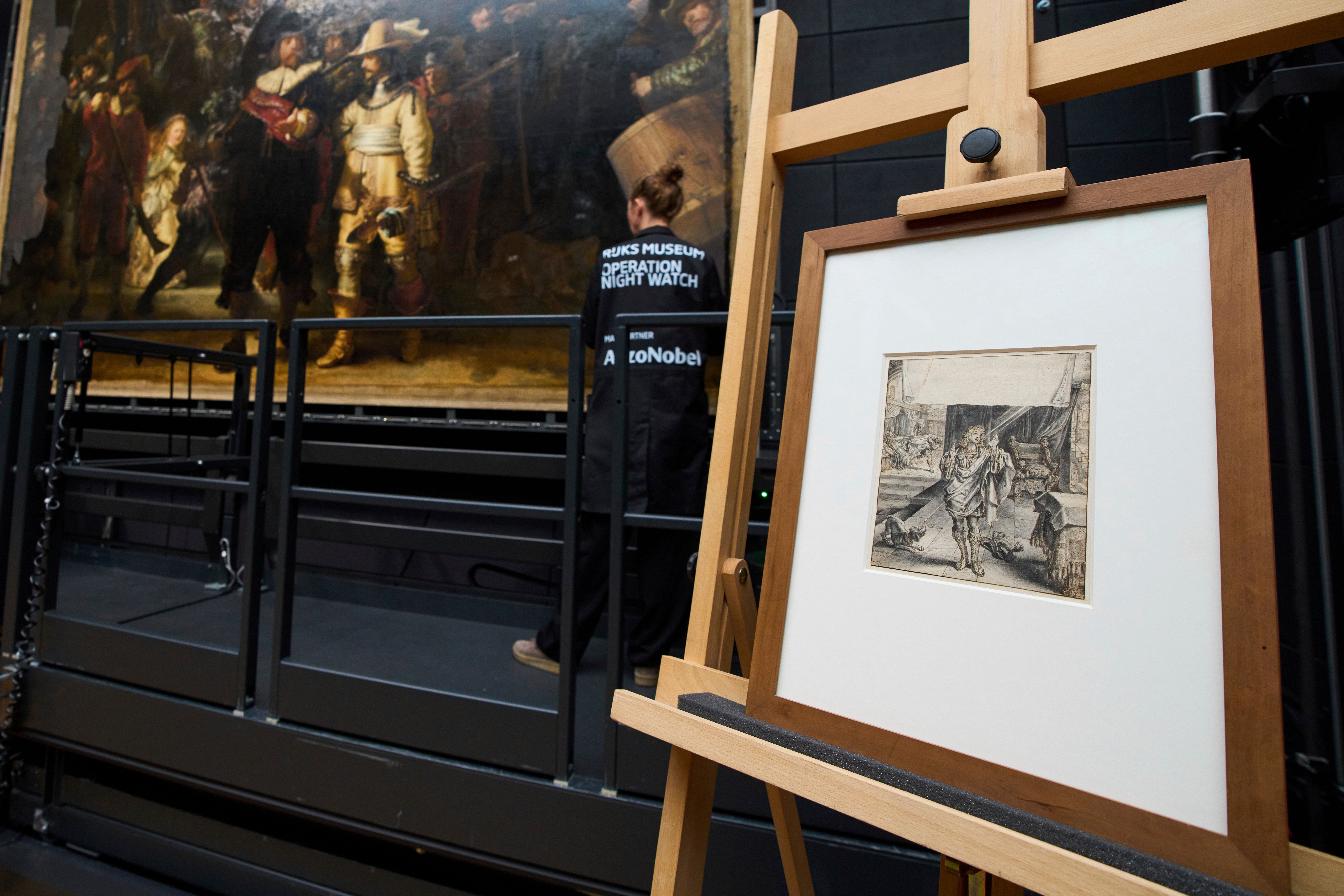 The 17th century drawing by Dutch artist Adriaen van de Venne which inspired Rembrandt when painting a dog in the Night Watch