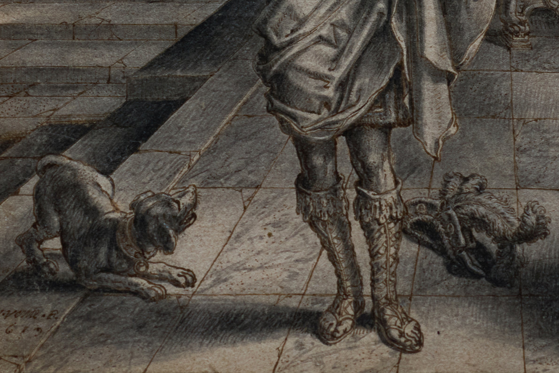 The Adriaen van de Venne dog close up