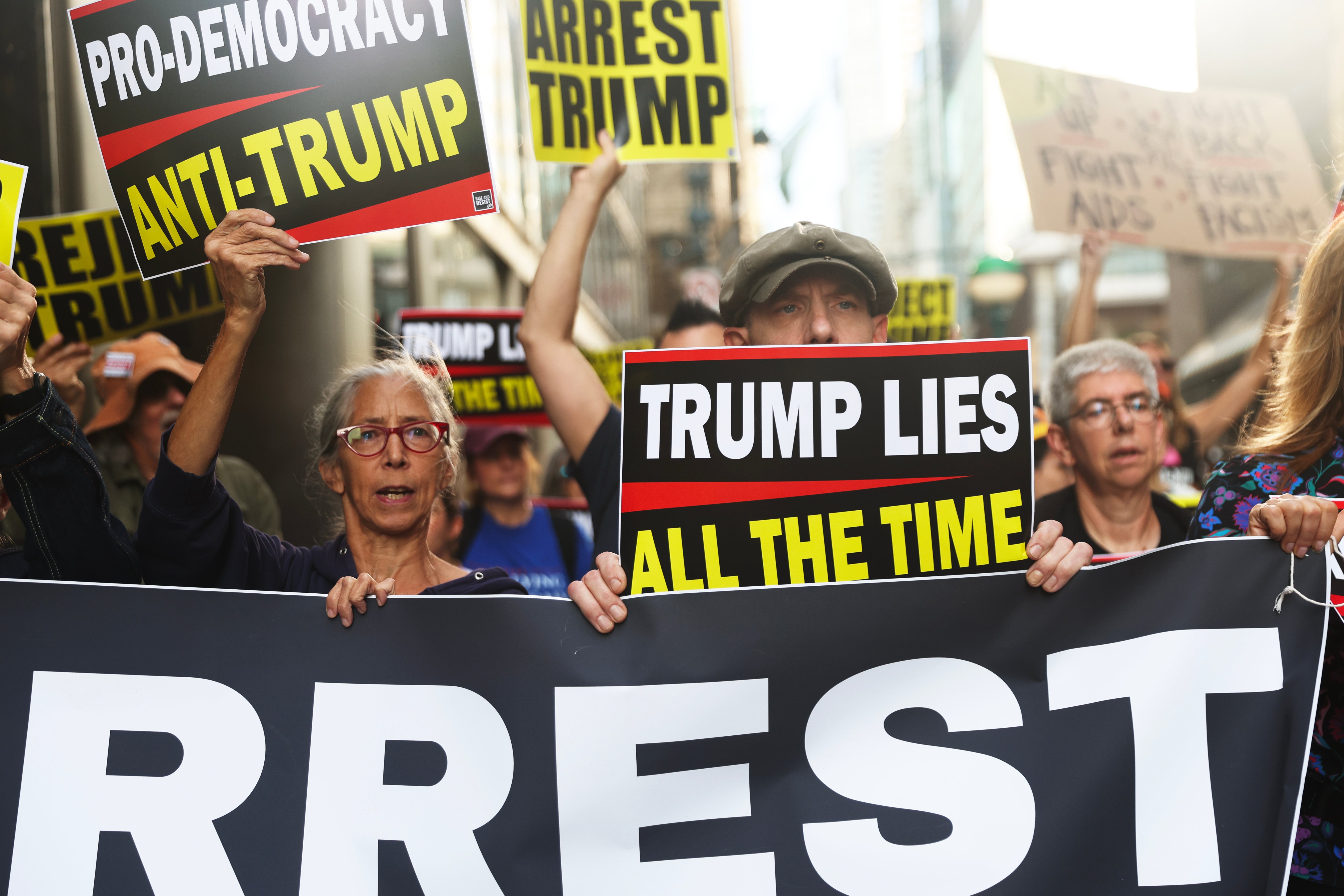 Protesters rallied against Trump outside the United Nations