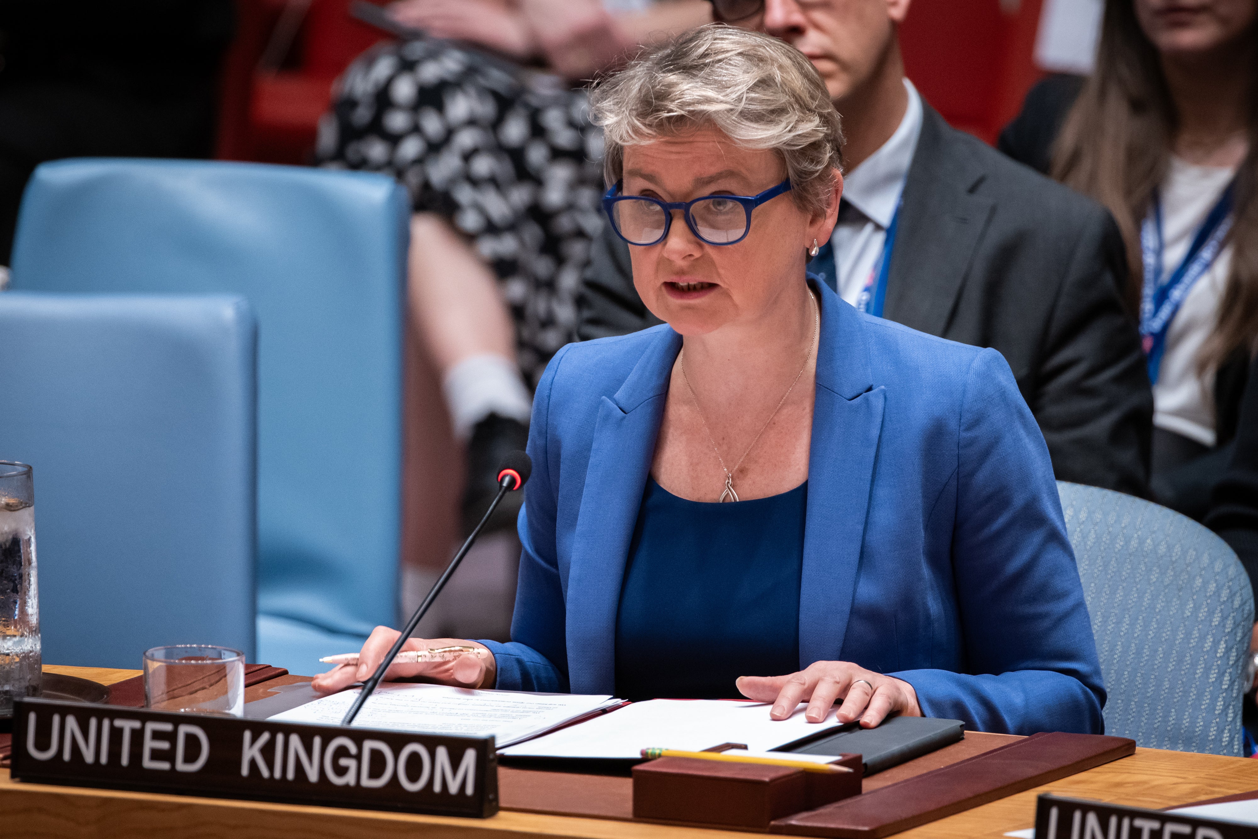 Yvette Cooper told the UN Security Council that Russia seeks to ‘spread instability’