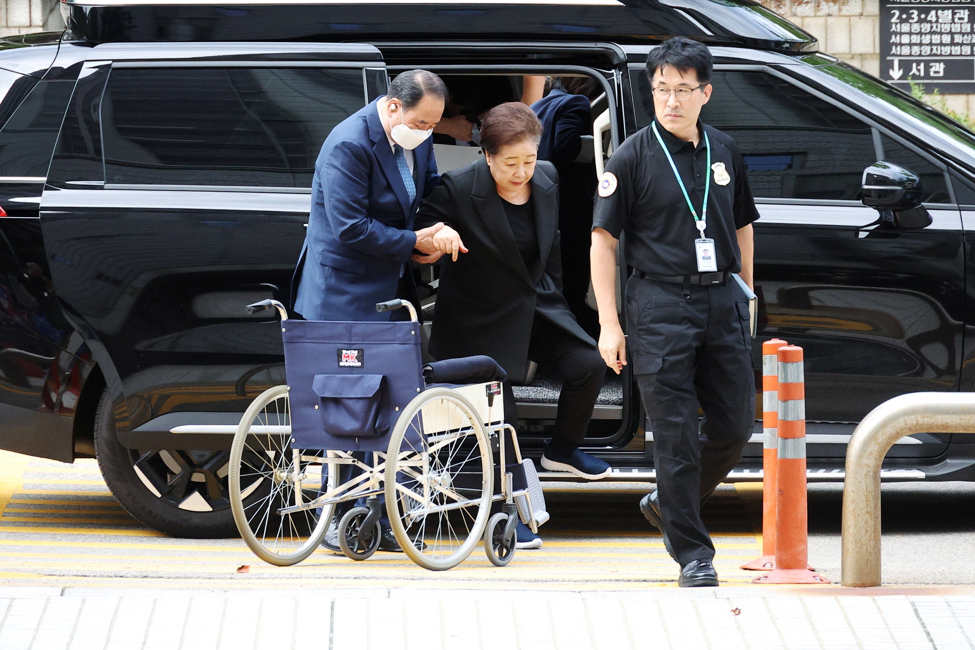 Hak ja Han, the leader of the Unification Church, arrives at a court to attend a hearing to review her arrest warrant requested by special prosecutors in Seoul, South Korea, 22 September 2025