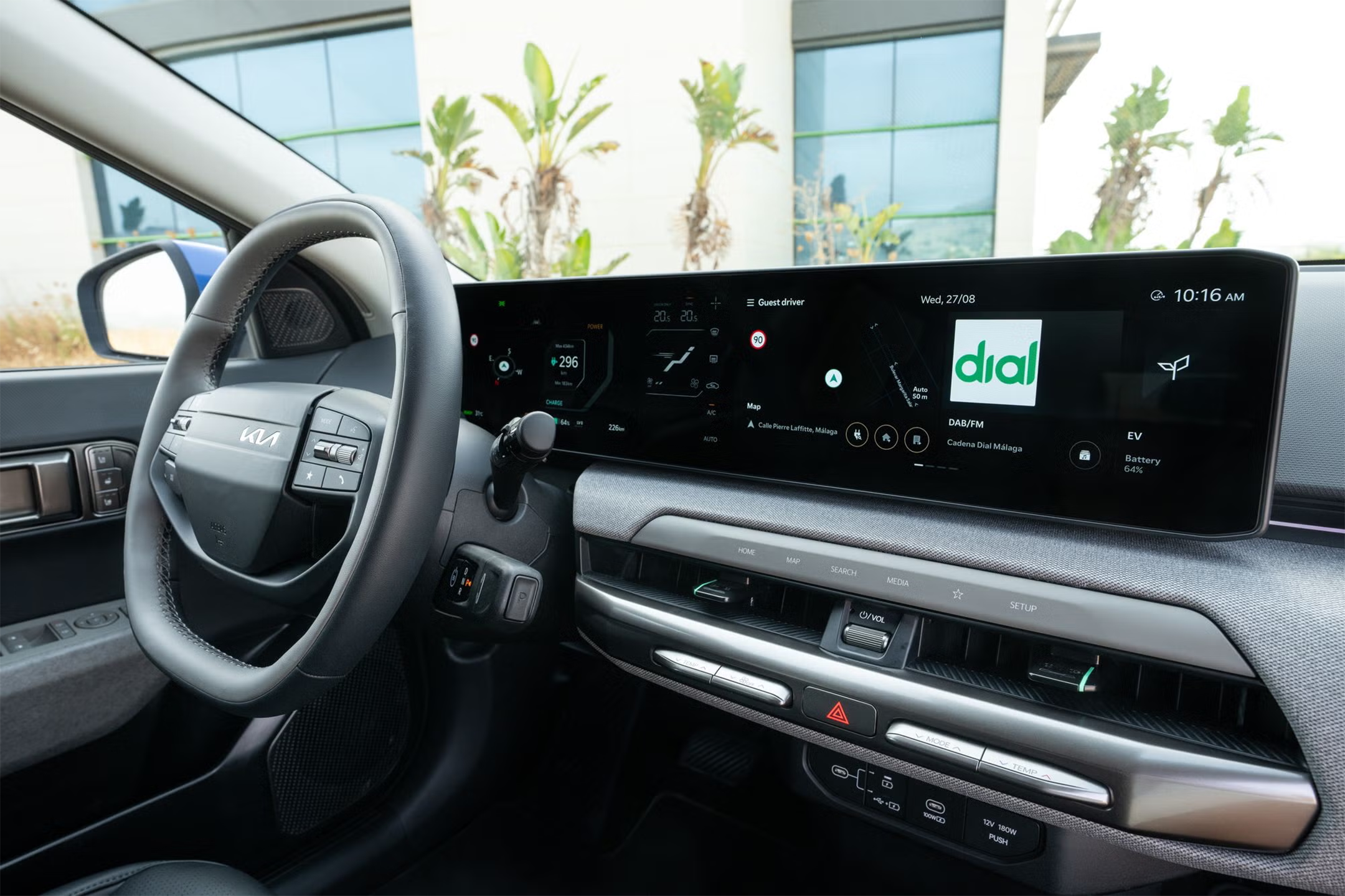 Kia’s tech is amongst the best, but the central climate control screen is partially obscured by the steering wheel